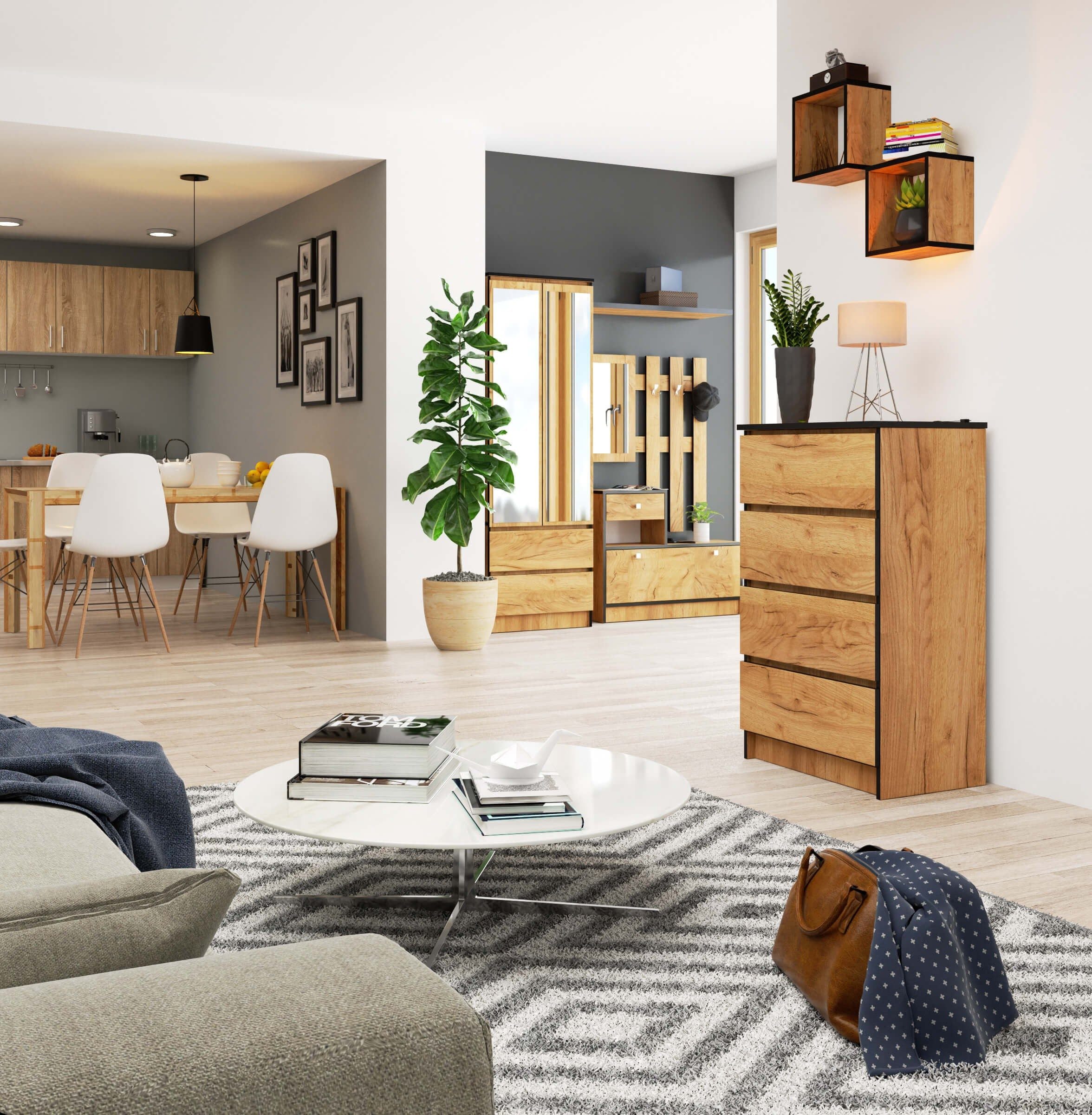 Raumhirsch Furniture Kommode mit 4 Schubladen Sideboard 60 cm Schrank Anrichte Wohnschrank, (viele Farbvarianten - Maße : 99 x 60 x 40 cm) - Hochwertig & stabil – Bild 5 von 5
