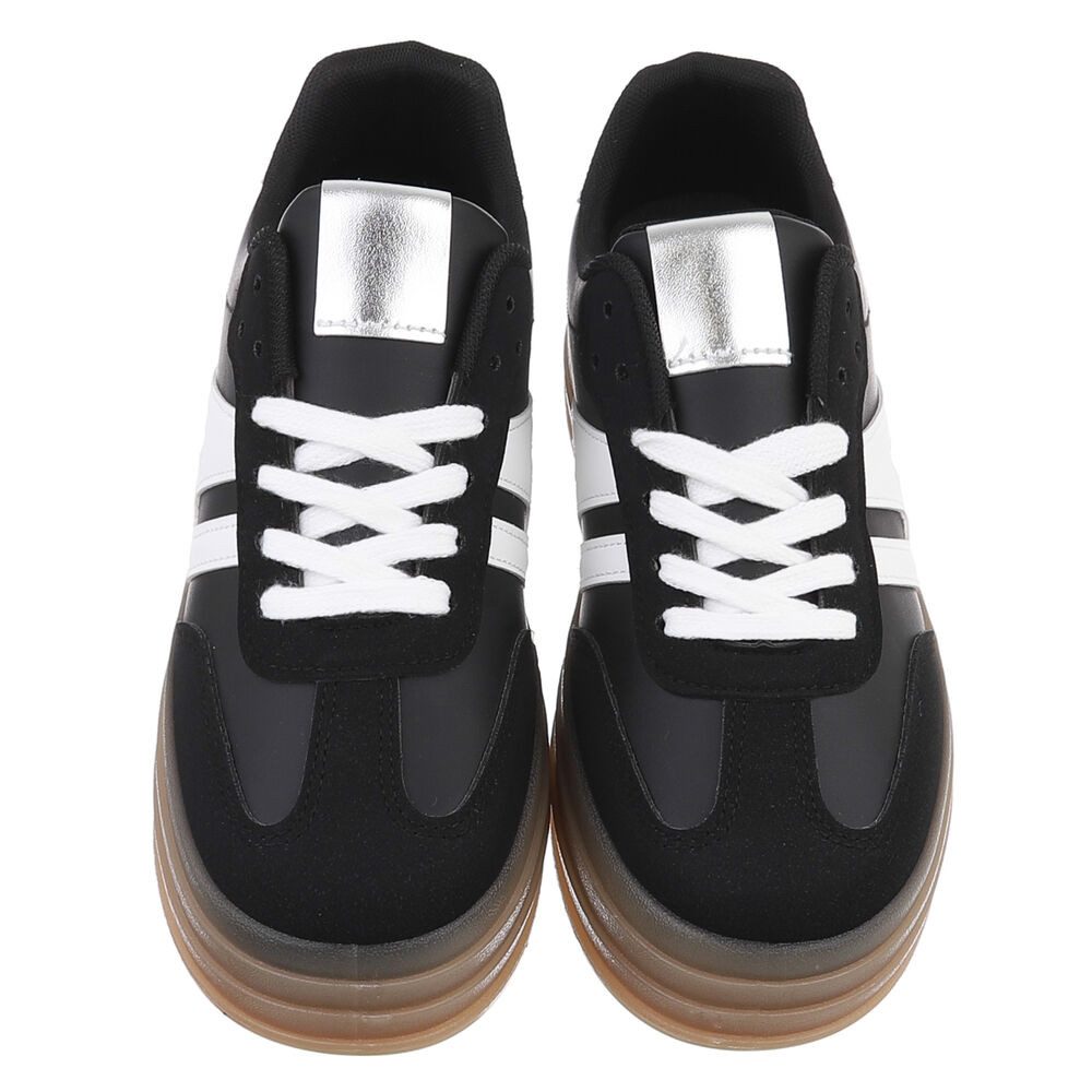 Ital-Design Damen Low-Top Freizeit Sneaker (88843379) Keilabsatz/Wedge Sneakers Low in Schwarz