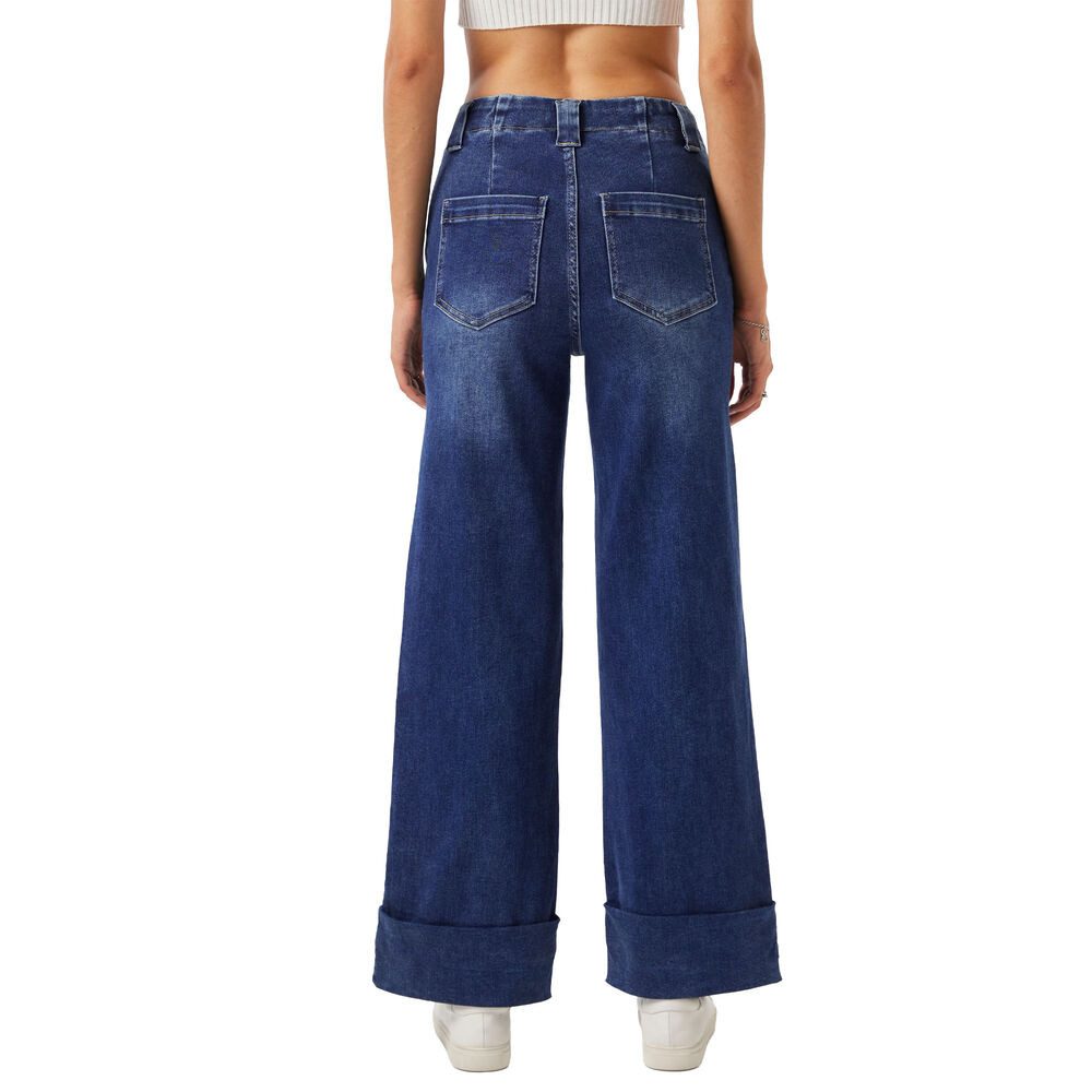 Ital-Design Dad-Jeans Damen Freizeit (91279932) Stretch High Waist Jeans in Blau