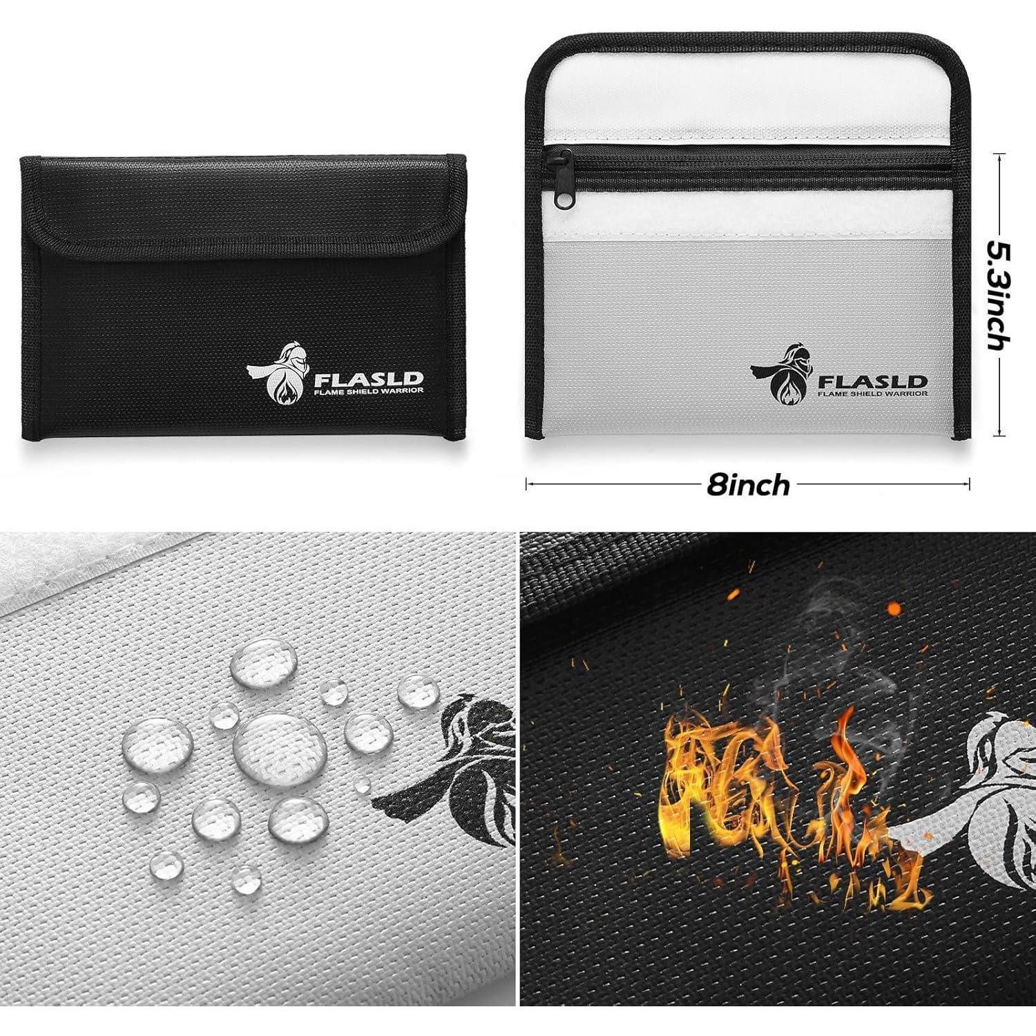 FLASLD Dokumententasche Feuerfeste Geldtasche 2er Set 13x20cm 1371℃ Bargeldschutztasche – Bild 3 von 5