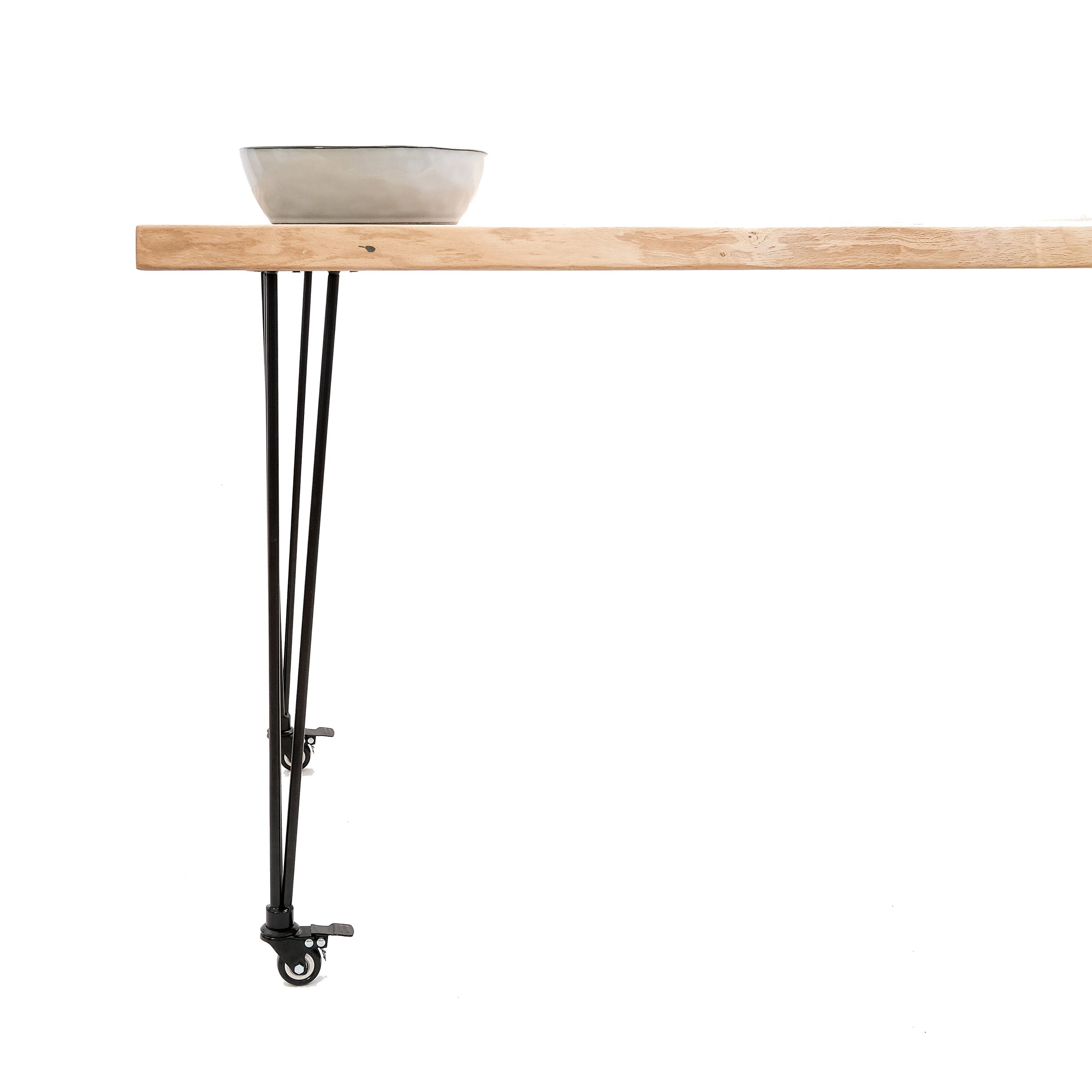 Natural Goods Berlin Tischbein HAIRPIN Legs ’n’ Roll, Haarnadelbeine mit Rolle, 42cm (Bank / Couchtisch), Schwarz