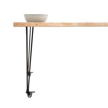 Natural Goods Berlin Tischbein HAIRPIN Legs ’n’ Roll, Haarnadelbeine mit Rolle, 47cm (hoher Couchtisch), Schwarz