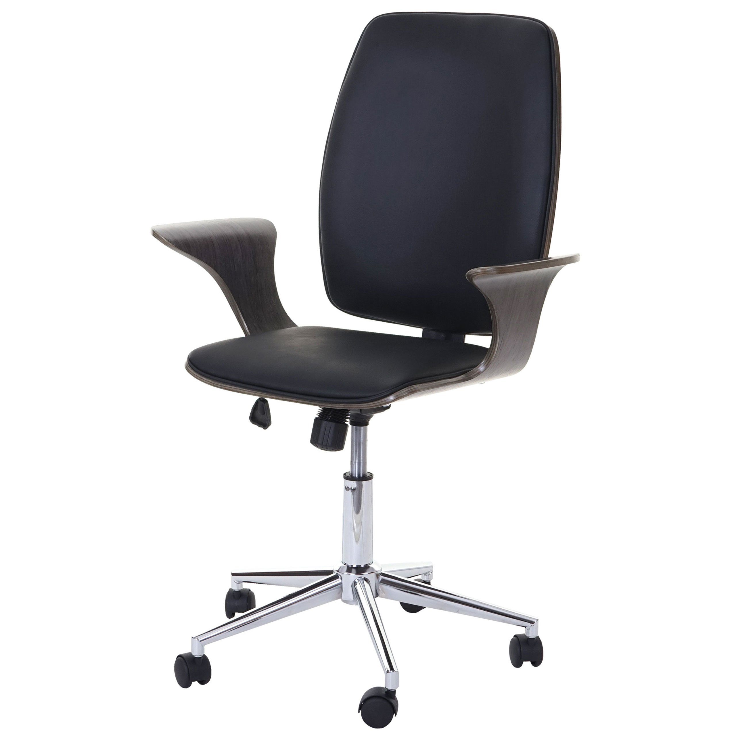 MCW Schreibtischstuhl MCW-C54, Wipptechnik, Härtegrad einstellbar, Sitzschale mit Armlehnen grau,schwarz