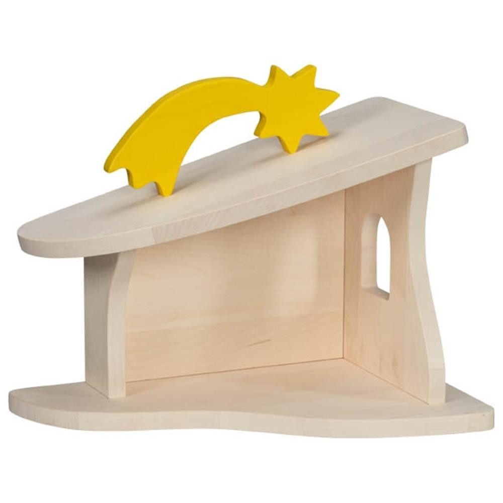 goki Spielwelt Bauernhofstall und Weihnachtskrippe 80617 aus Holz, 42 cm, (Stall- und Krippenset), Montiert, Weihnachtsstern, Doppelnutzung, Holz, Made in Europe