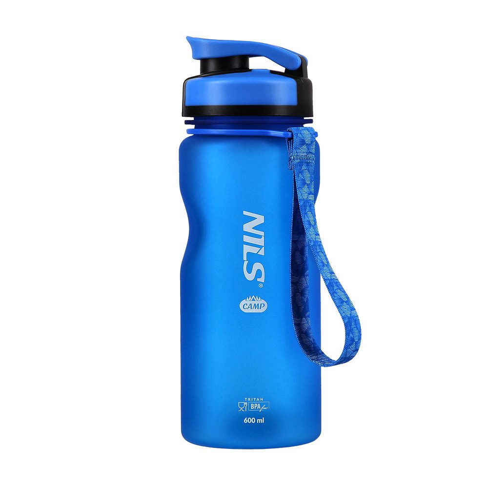 NILS CAMP Trinkflasche Tritan Sportflasche Campingflasche, BPA-frei, auslaufsicher, Tragegriff, Skalierung
