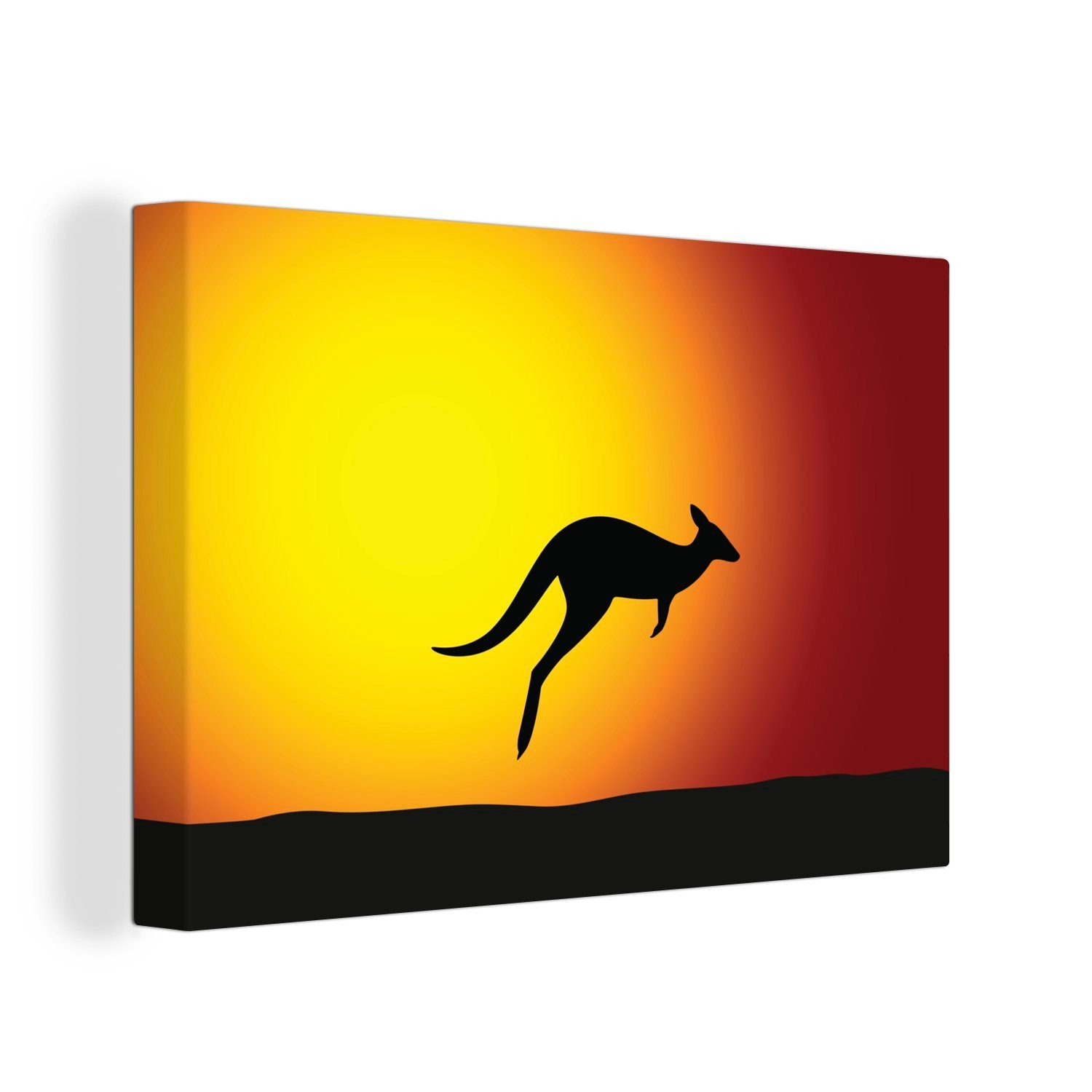 OneMillionCanvasses® Leinwandbild Känguru - Himmel - Schatten, (1 St), Wandbild Leinwandbilder, Aufhängefertig, Wanddeko, 30x20 cm