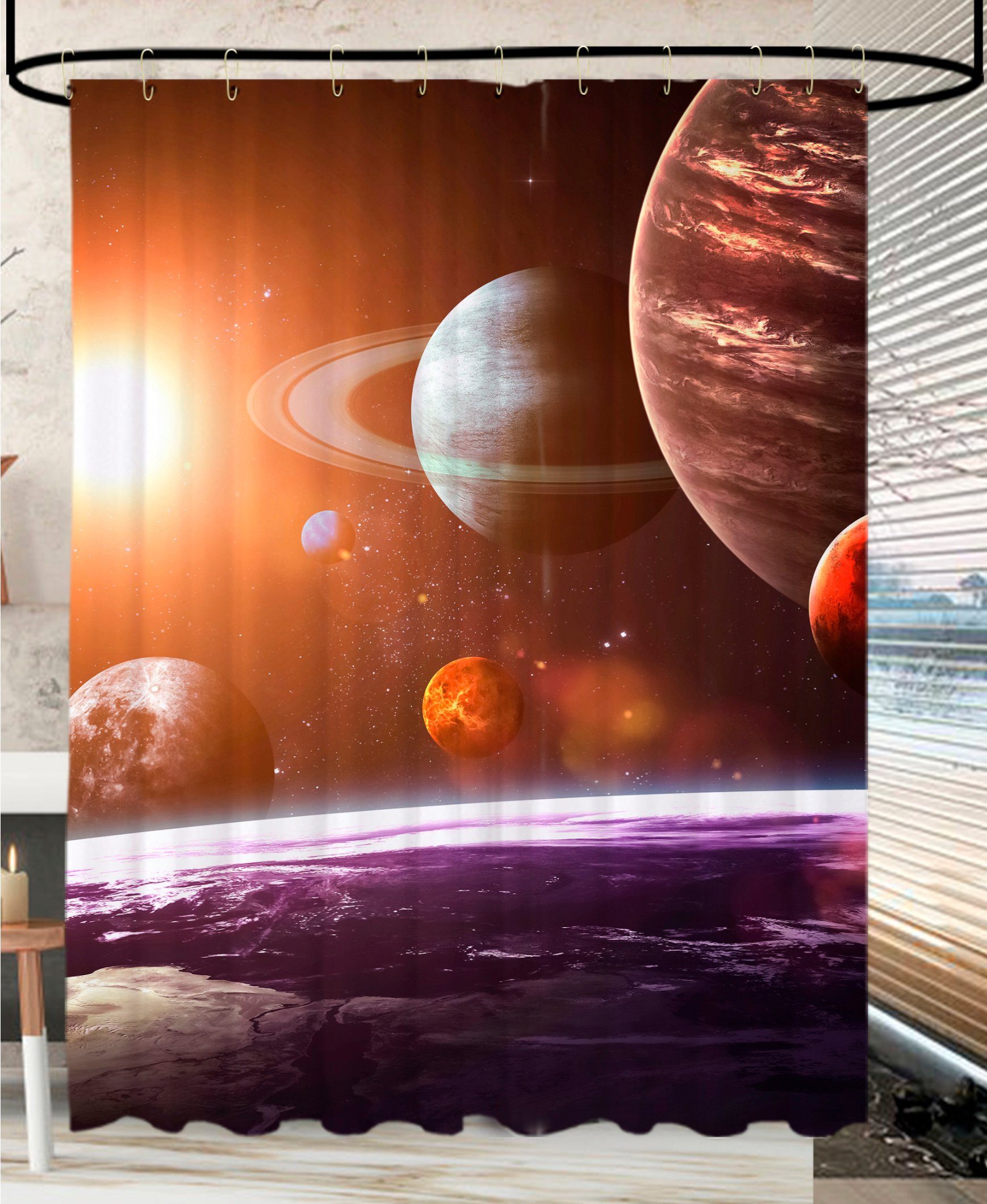 Sanilo Duschvorhang Planeten Breite 180 cm, Höhe 200 cm
