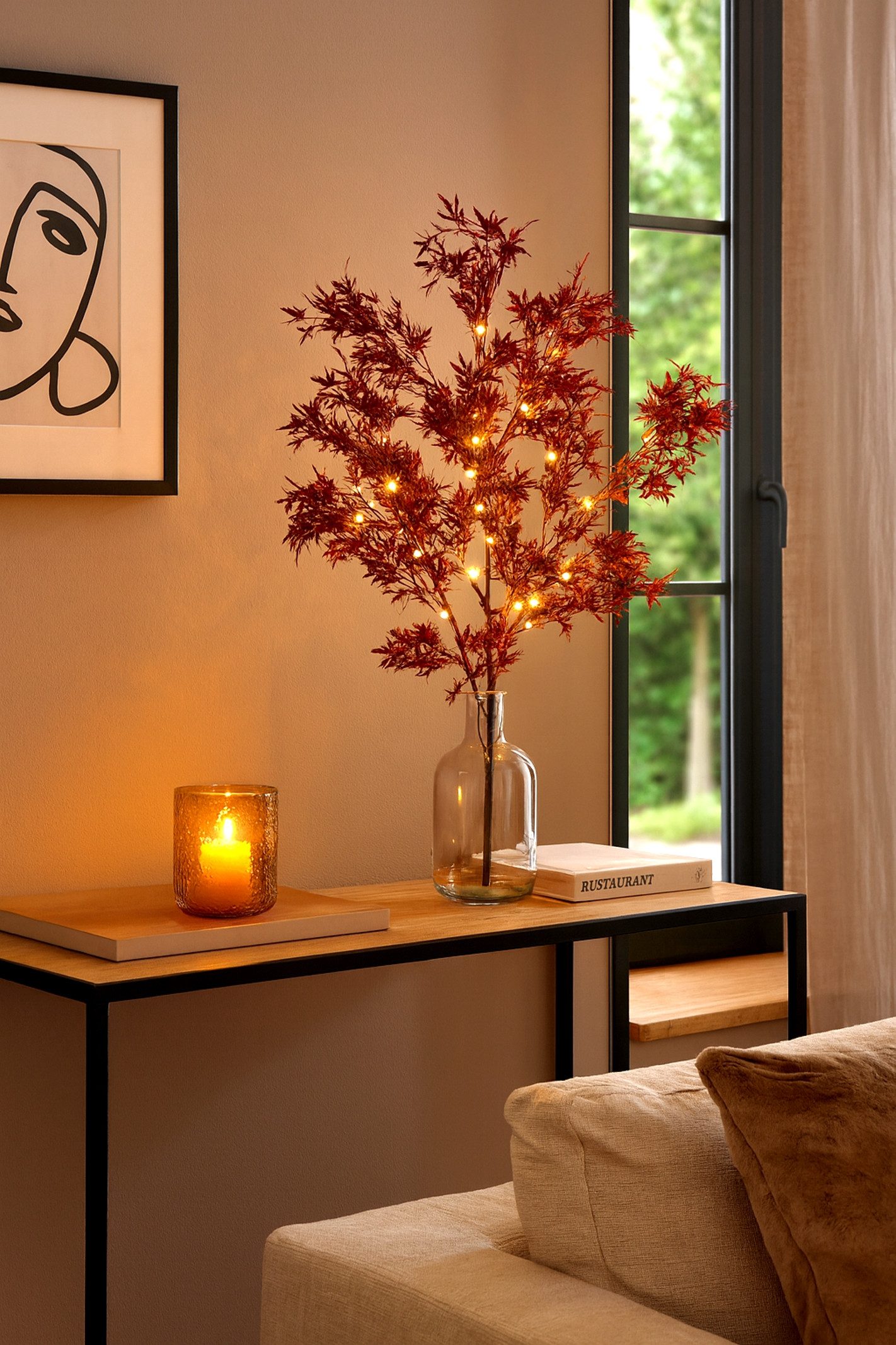 Kunstzweig LED-Dekozweig Ahorn, I.GE.A., Höhe 95 cm, Batteriebetrieben Zwei günstig online kaufen