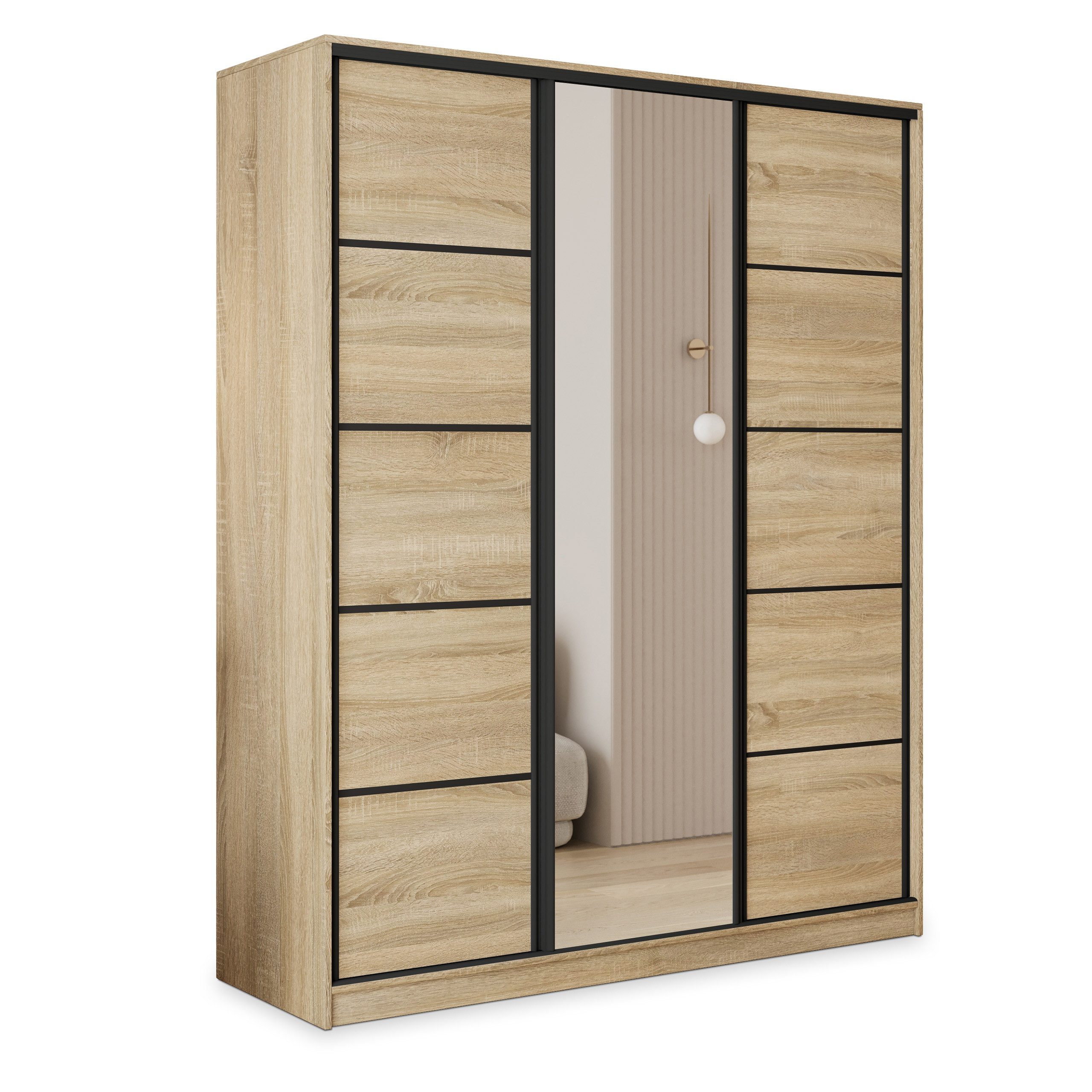 Masseno Schwebetürenschrank PINA Kleiderschrank mit Spiegel und Schubladen günstig online kaufen