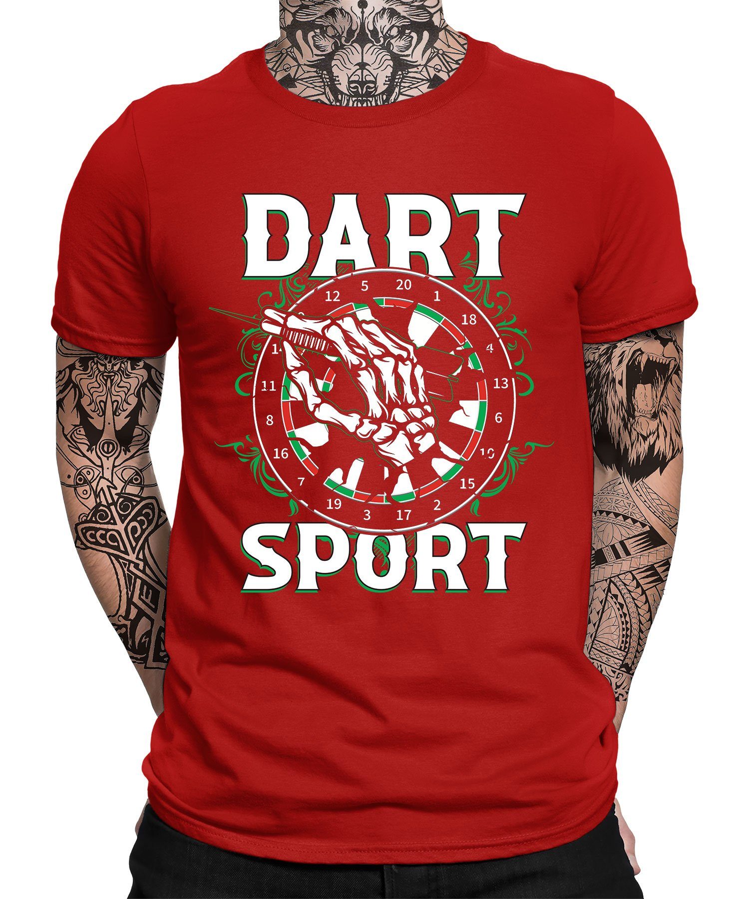 Formatee Sport Rot Quattro T-Shirt Dartscheibe Dartpfeil - Herren Dart Kurzarmshirt (1-tlg) Dartspieler