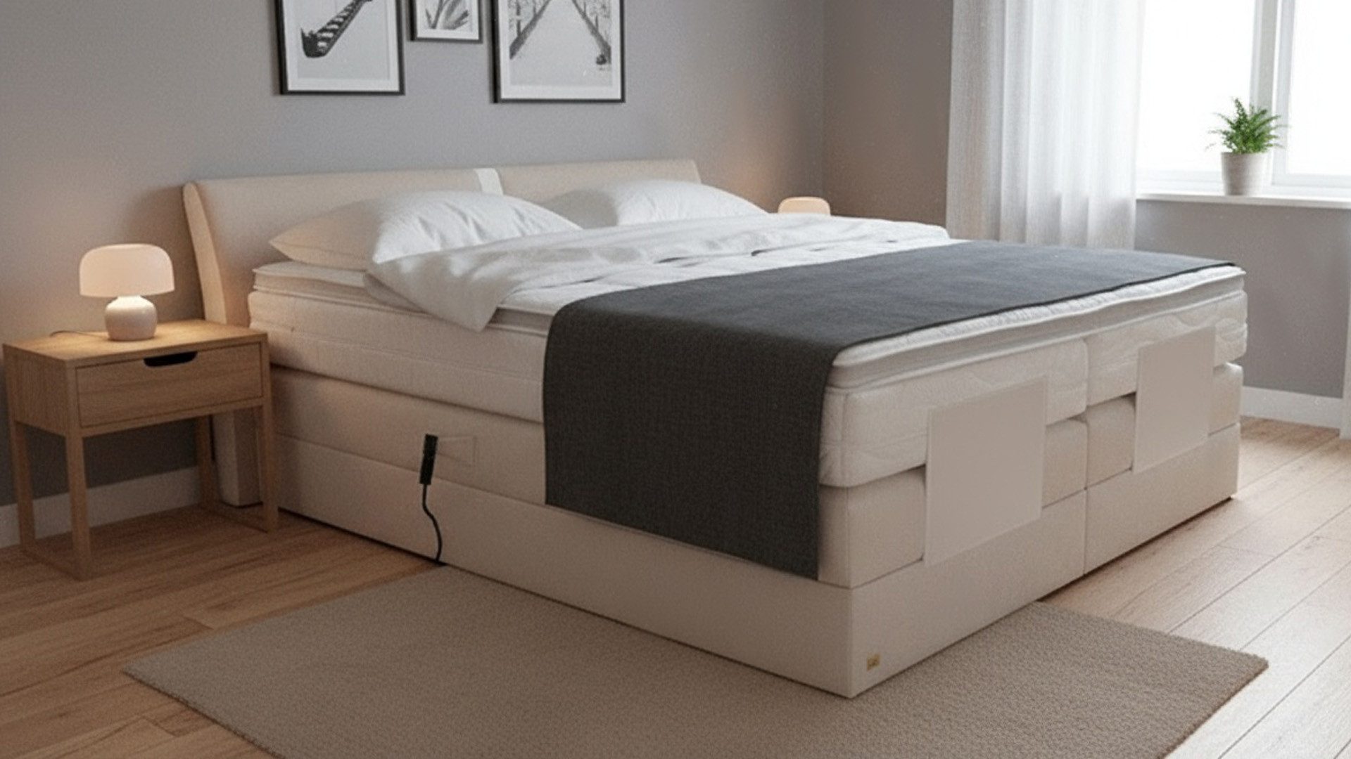 PAARA Boxspringbett Dallas elektrische verstellung Dachschräge Farbwahl, inkl. Matratze und Topper, mit einzigartigem Belüftungssystem