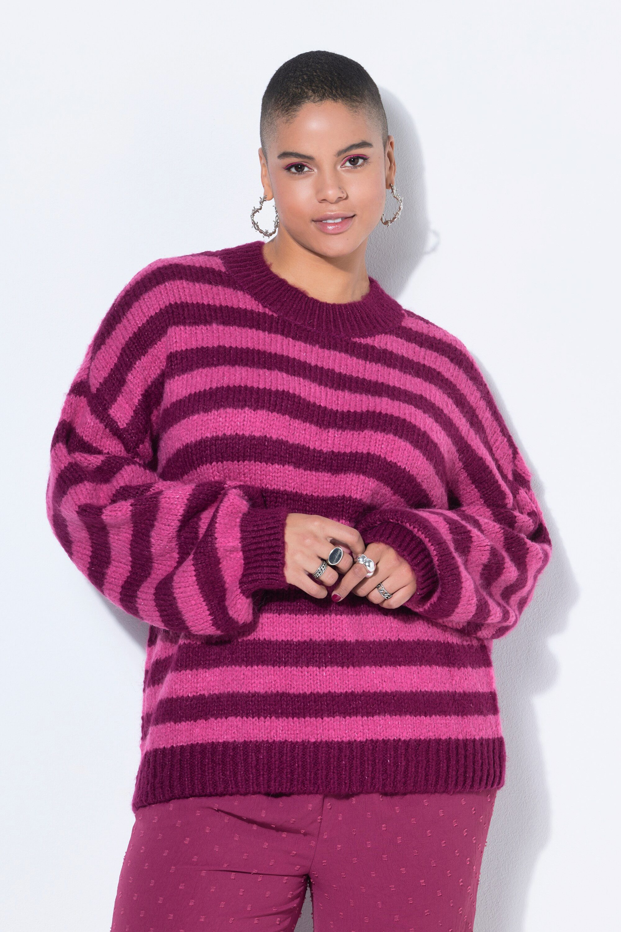 Strickpullover Pullover oversized Grobstrick Colorringel