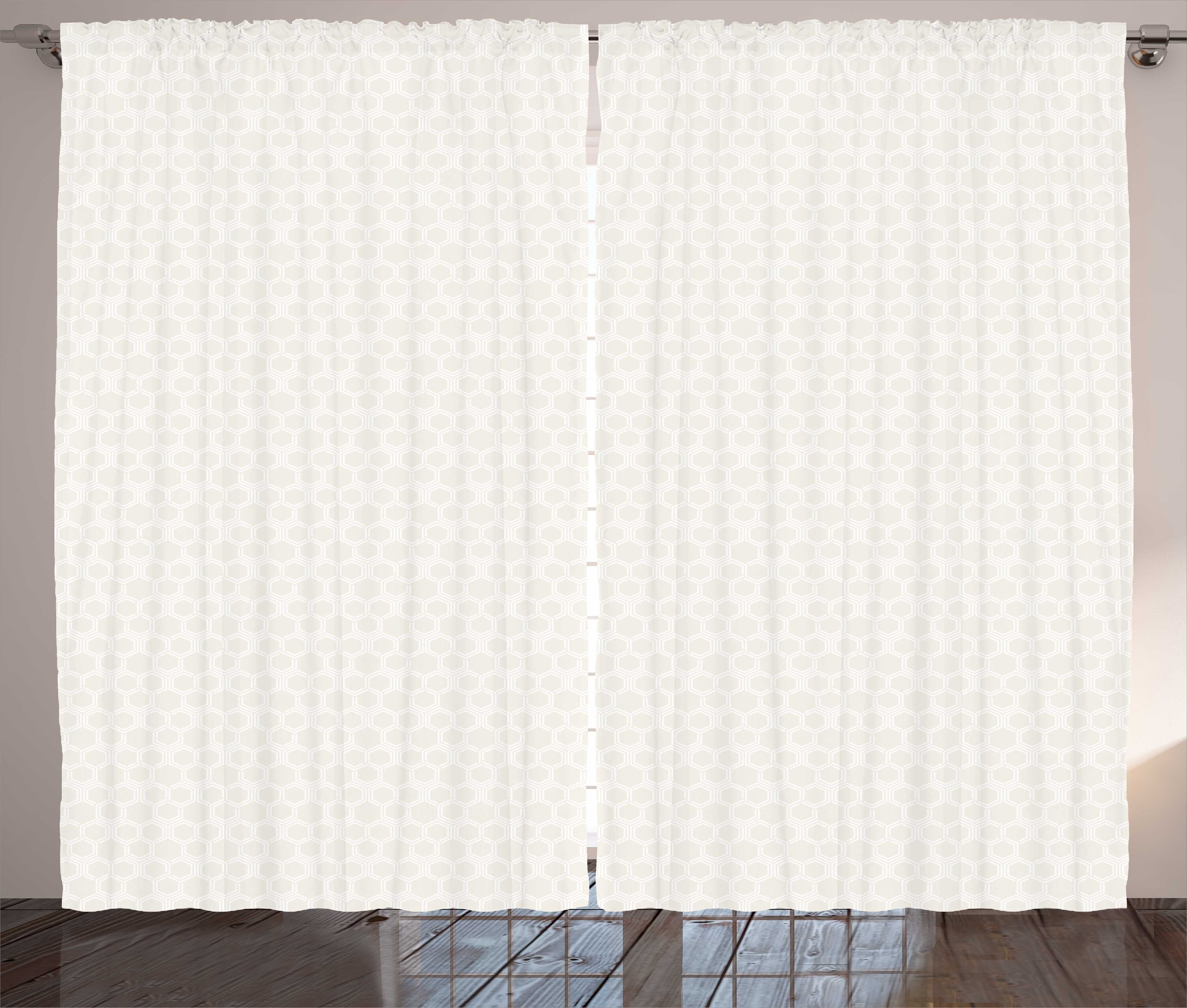 Gardine Schlafzimmer Kräuselband Vorhang mit Schlaufen und Haken, Abakuhaus, Abstrakt Basic und Moderne Hexagons