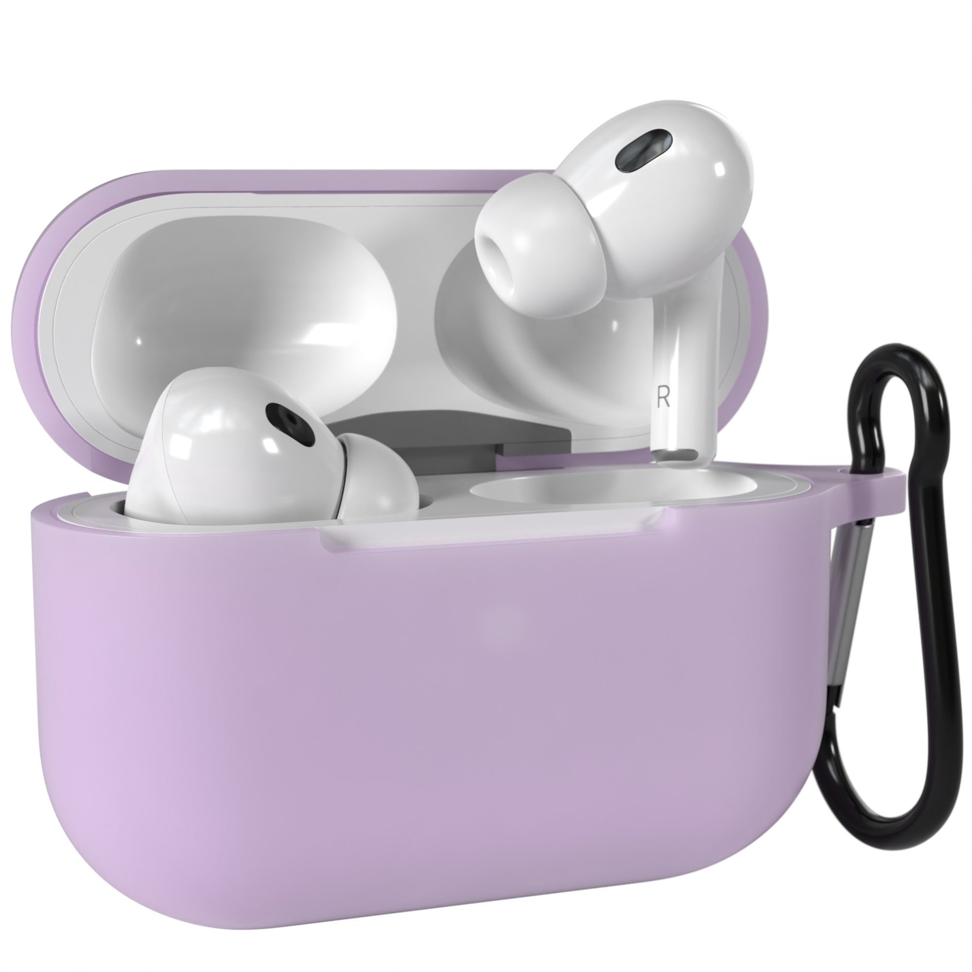 EAZY CASE Kopfhörer-Schutzhülle Silikon Hülle kompatibel mit Apple AirPods  Pro 2, Box Hülle Cover Rutschfestes Etui Fullcover Stoßfest Silikoncase Weiß
