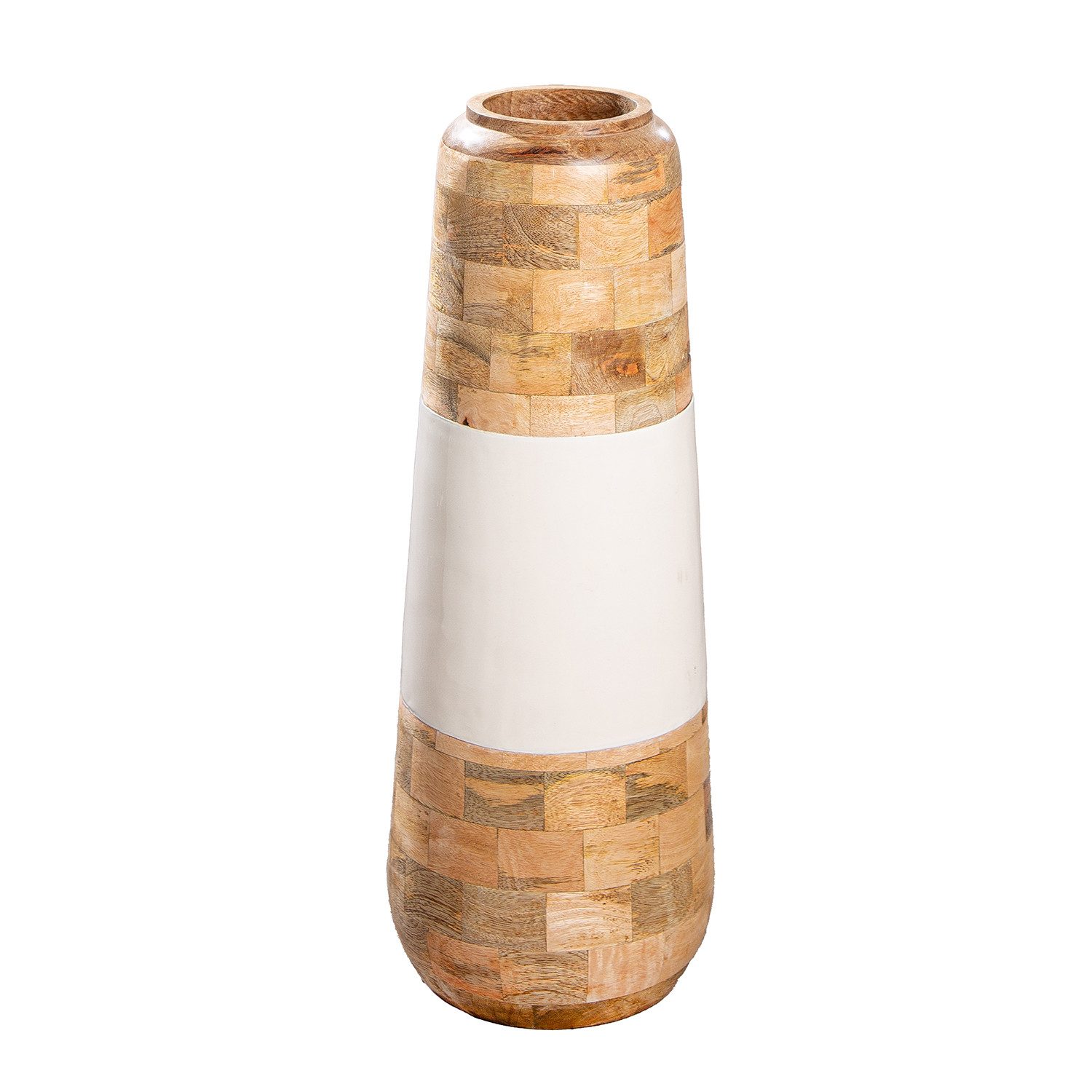 GILDE Dekovase NATURELLE Vase - natur, weiß - Mangoholz - Höhe 59cm - Bodenvase (1x Vase, Blumenbehälter - Blumengefäß), Blumenvase - Vasen - Tischdeko - Deko