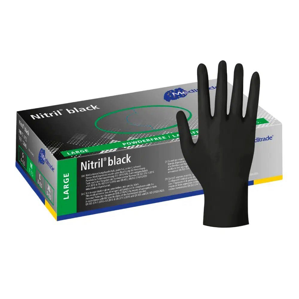 MediTrade Nitril-Handschuhe 10x Meditrade Nitril® black Nitrilhandschuhe in schwarz - B0BHJ77VQV