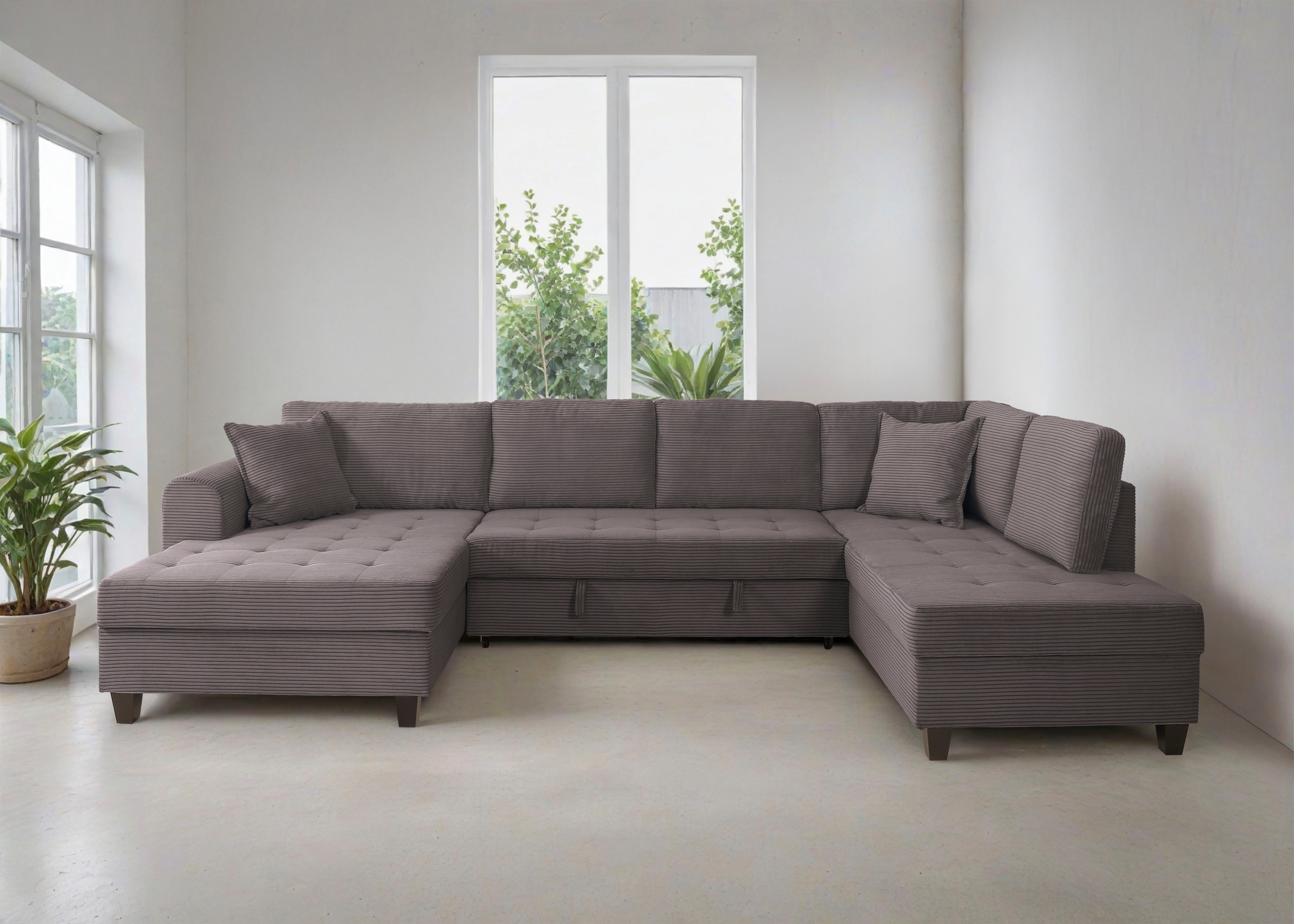 OTTO home Wohnlandschaft Moritz U-Form, B: 324 cm, mit Schlaffunktion, Bettkasten & Zierkissen