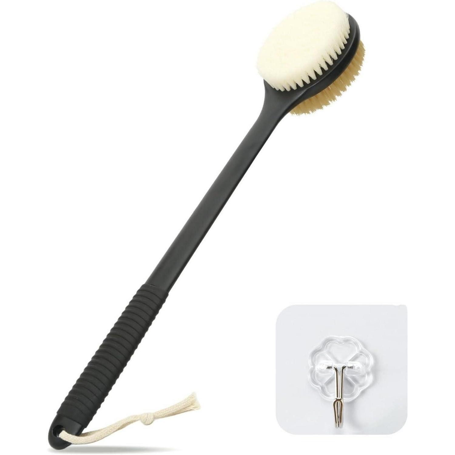 LuxusKollektion Körperbürste Rückenbürste 42 cm Nass und Trockenbürste langer Griff natürliche