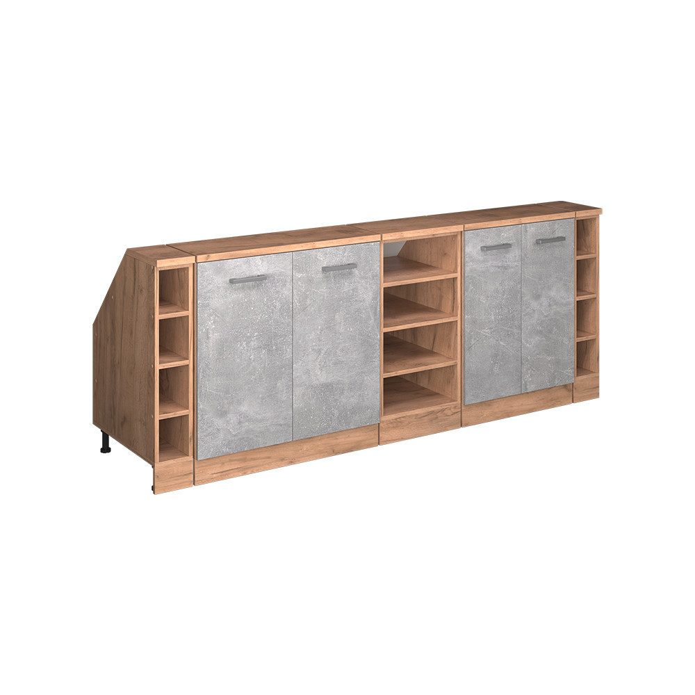 Vicco Kommode Rion, Beton/Goldkraft Eiche, 210 cm 5er Set Schrankkorpuss 60 cm Tiefe (5 St)