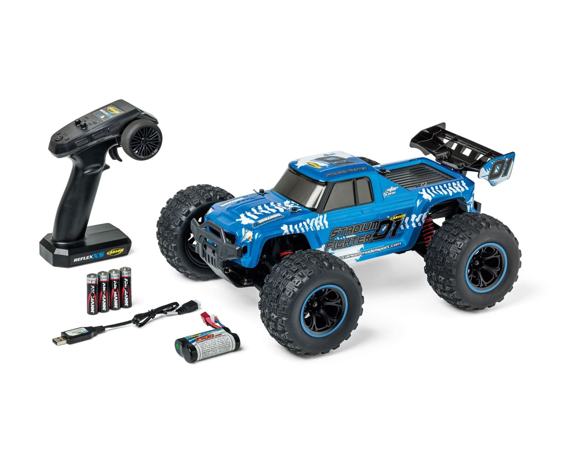CARSON Carson RC Buggy XS Stadium Fighter 100% RTR 1:10 blau RC-Ladegerät