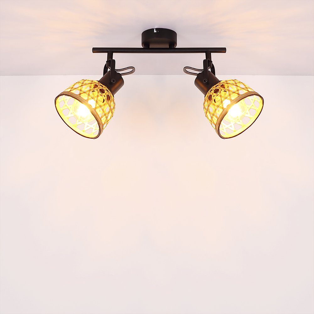 etc-shop LED Deckenleuchte, Leuchtmittel Boho Bambus Farbwechsel, Warmweiß, inklusive, Deckenlampe Deckenleuchte Style Strahler