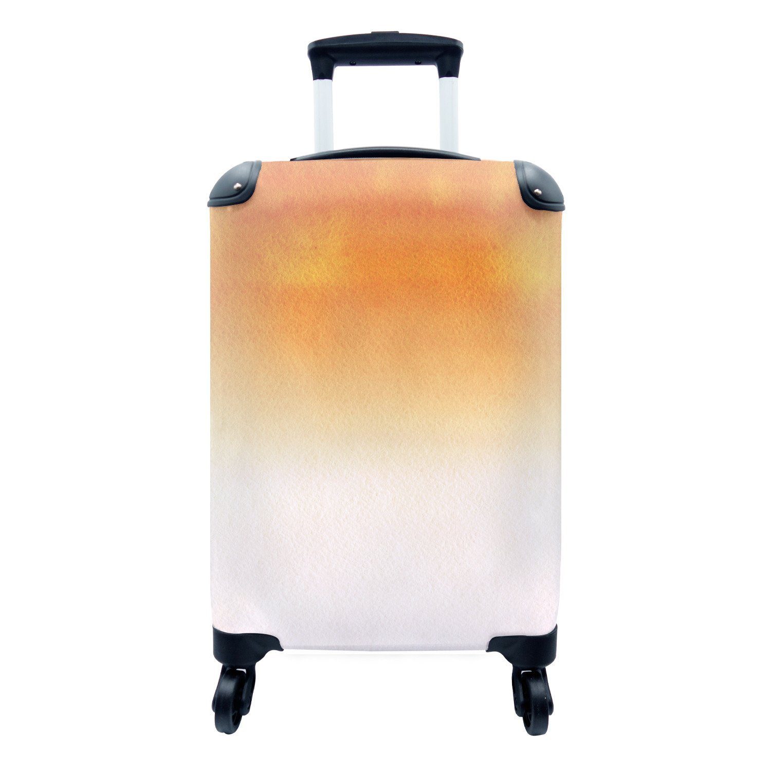 MuchoWow Handgepäckkoffer Aquarell - Orange - Weiß, 4 Rollen, Reisetasche mit rollen, Handgepäck für Ferien, Trolley, Reisekoffer