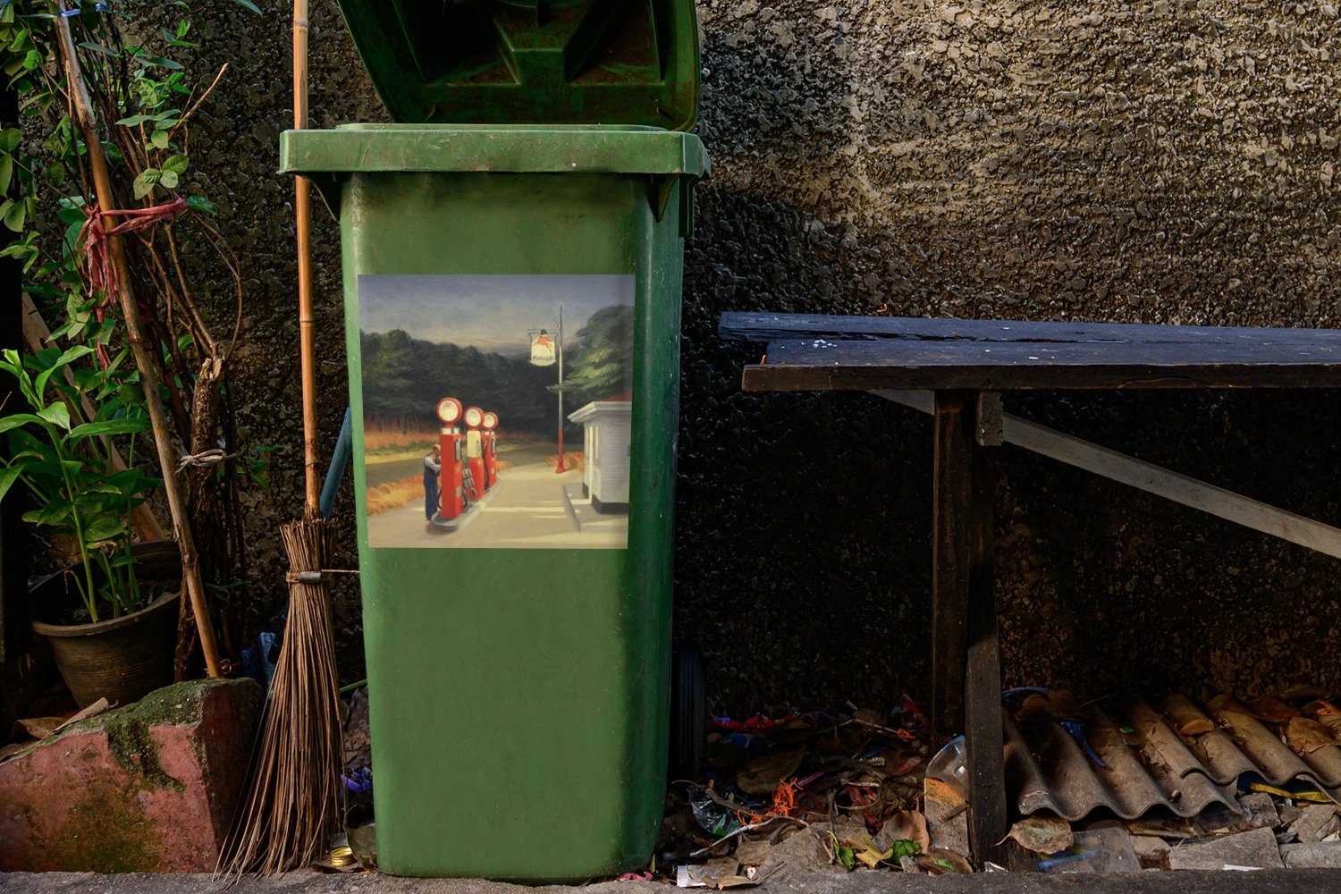 Abfalbehälter Hopper Sticker, (1 - Container, Edward St), MuchoWow Mülleimer-aufkleber, Mülltonne, Wandsticker Benzin