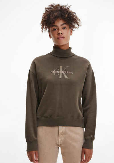 Calvin Klein Jeans Sweatshirt »MID SCALE MONOGRAM ROLL NECK« mit großem CK Logo-Monogramm & Schriftzug