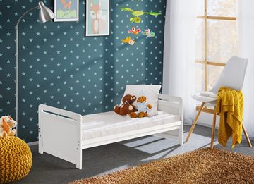 ASM-Moebel Babybett Babybett Gitterbett Beistellbett + Matratze und Schublade TIMMY 120x60, Mit Schlupfsprossen, Schublade, Matratze, Abnehmbarer Bezug