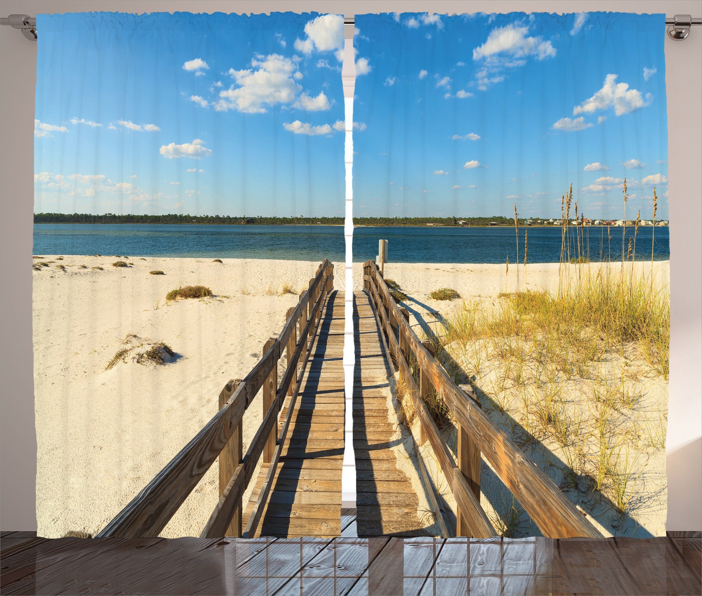 Gardine Schlafzimmer Kräuselband Vorhang mit Schlaufen und Haken, Abakuhaus, Strand Perdido Beach Long Pier