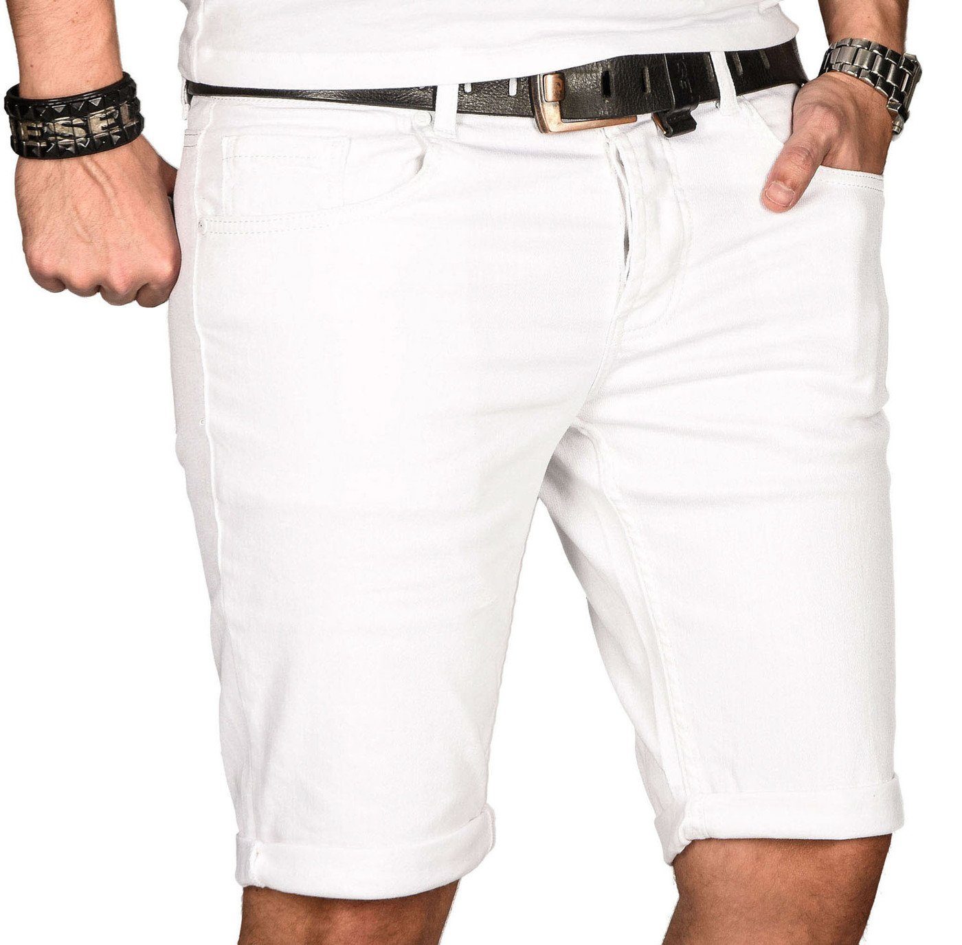 Alessandro Salvarini Shorts Herren Jeans – Used Look Stretch Denim Sommer Moderne Shorts mit Waschung und hohem Tragekomfort