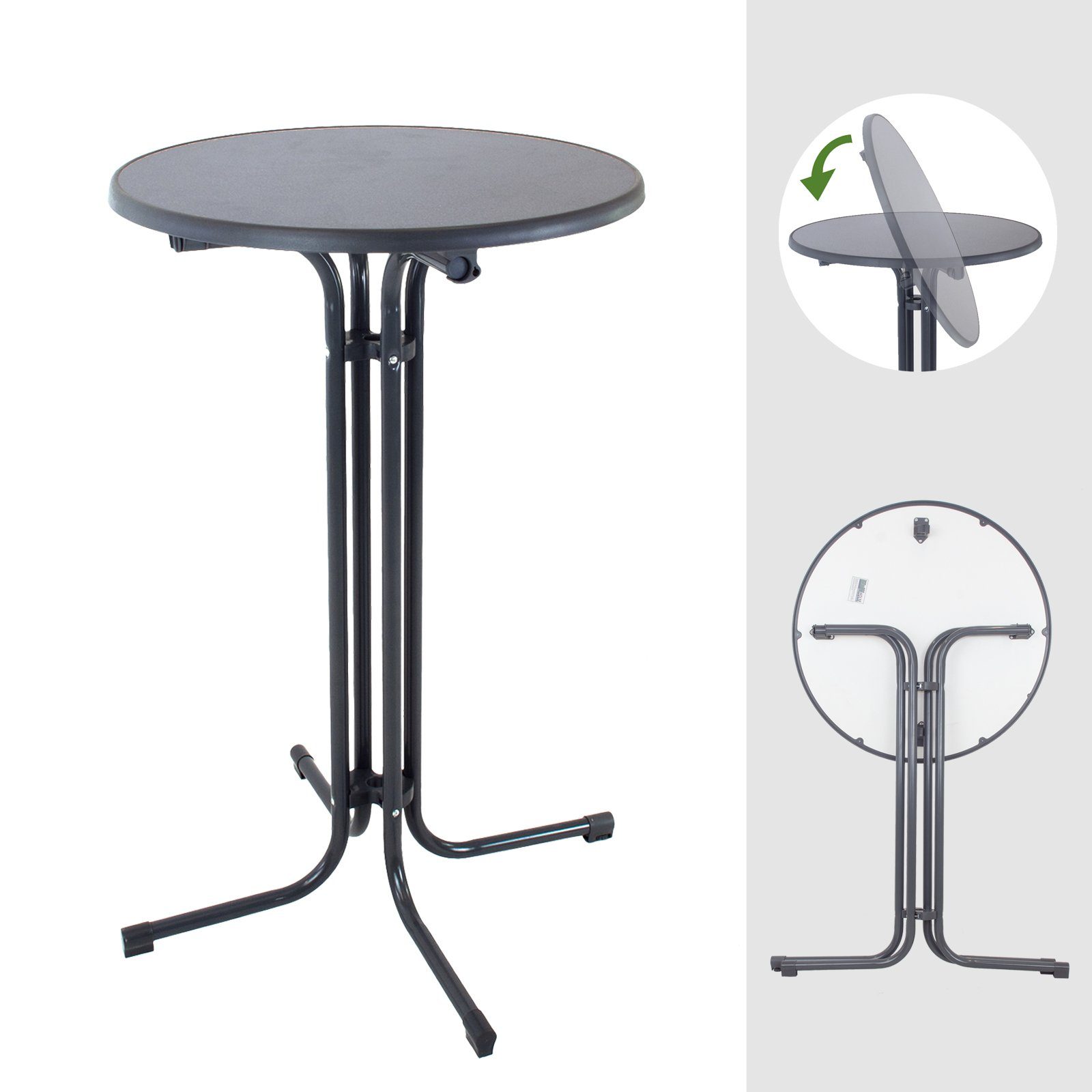 TRUTZHOLM Stehtisch Stehtisch klappbar Ø 70 cm Höhe 110 cm Stahl