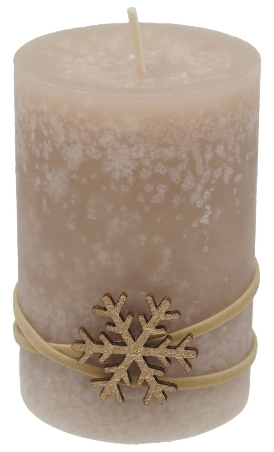 ZauberDeko Adventskerze 4 Adventskerzen Stumpenkerzen Beige Sand Schneefloc günstig online kaufen