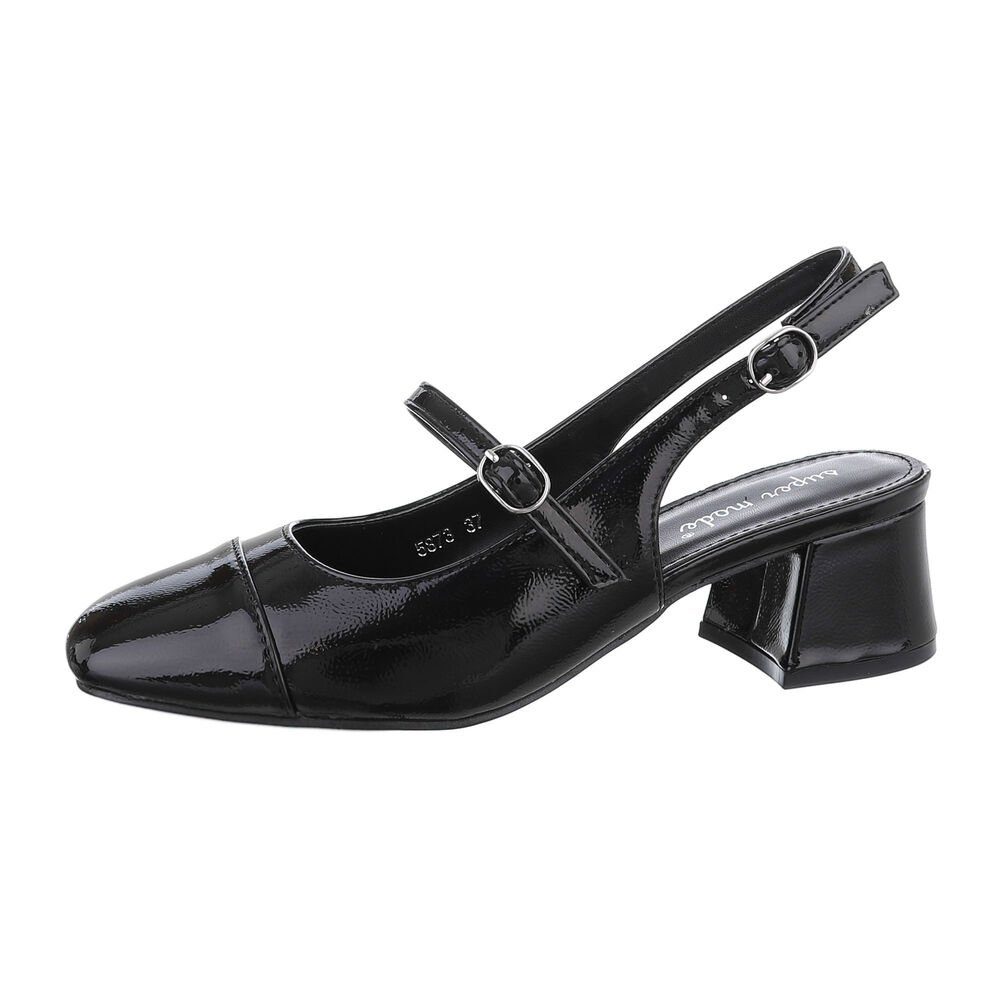 Ital-Design Damen Abendschuhe Elegant Schnürpumps Blockabsatz Schnür- & Riemchenpumps in Schwarz