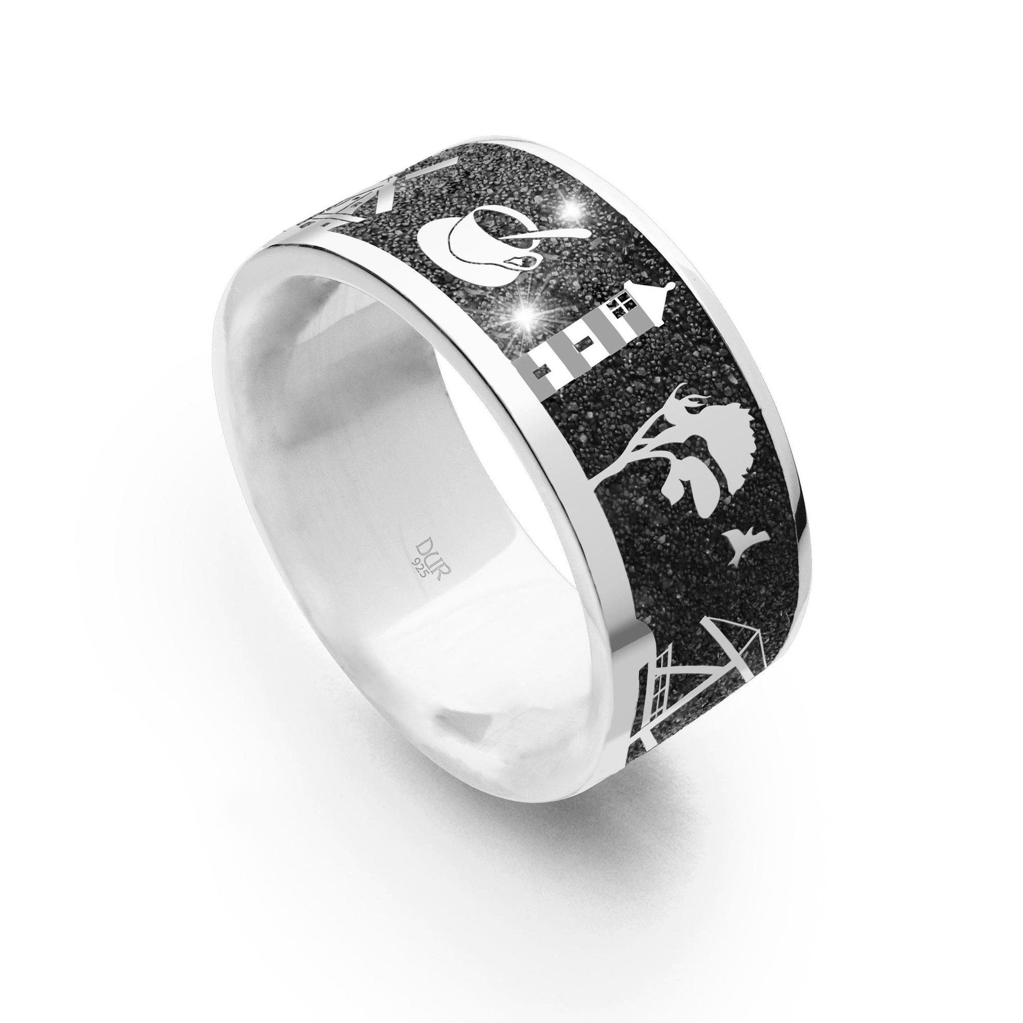 Fingerring DUR Schmuck: Ring, Nachtring "Ostfriesland" mit Lavasand R4985