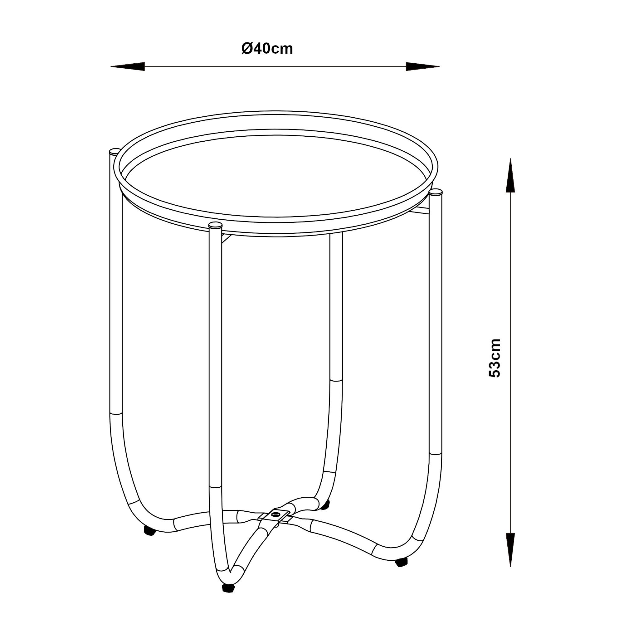 en.casa Tabletttisch, »Sandefjord« rund Stahl 53 x 40 cm Himmelblau