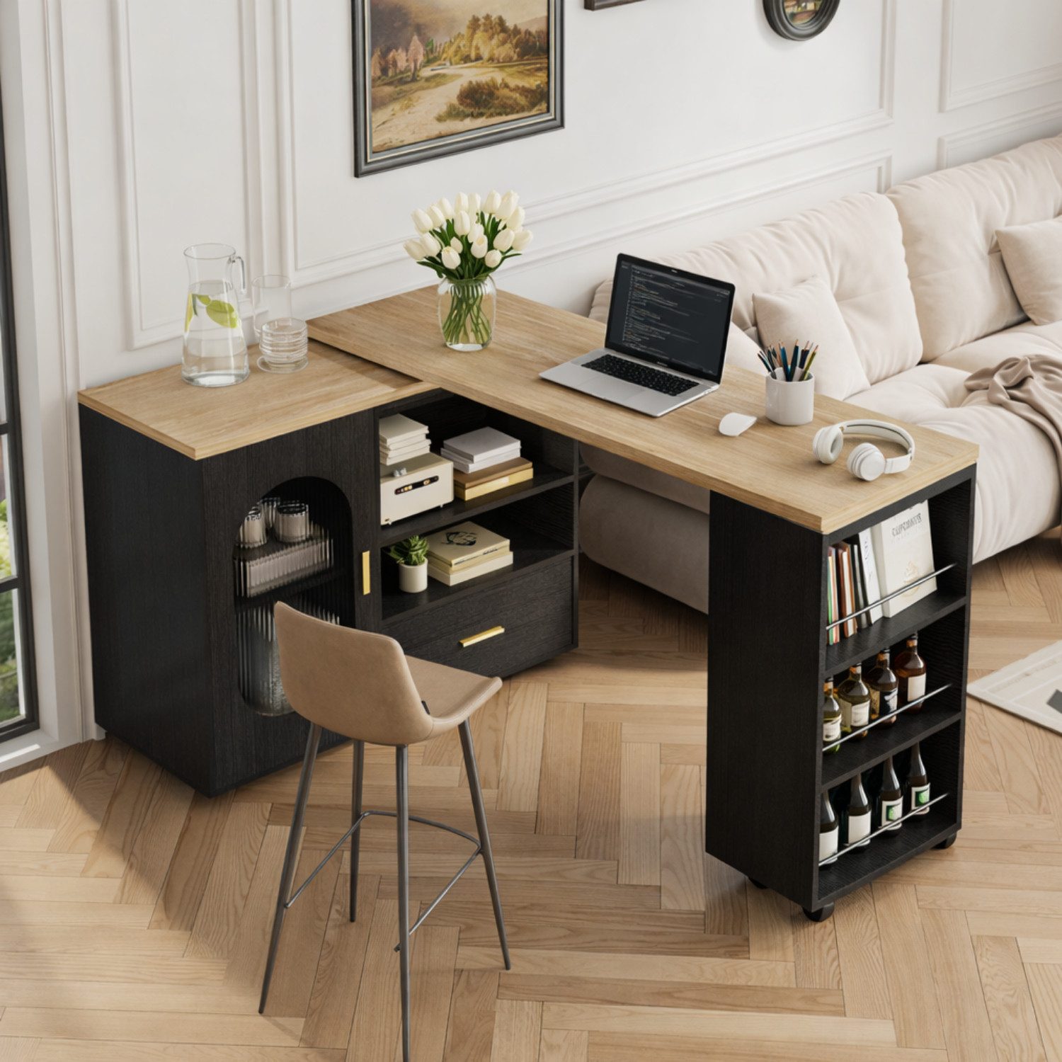 mukuhi Kücheninsel 360° drehbar erweiterbar rollbar Stauraum