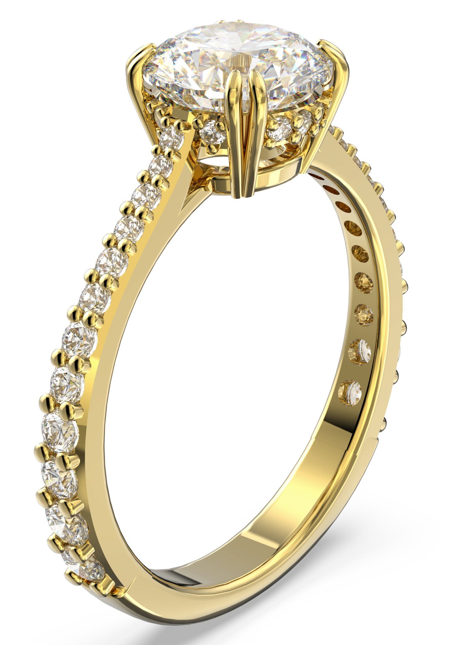 /-19, /-23, mit Swarovski® Cocktailring, gelbgoldfarben-kristallweiß Constella 5642617, 5638530, Fingerring Kristall /-21, Swarovski