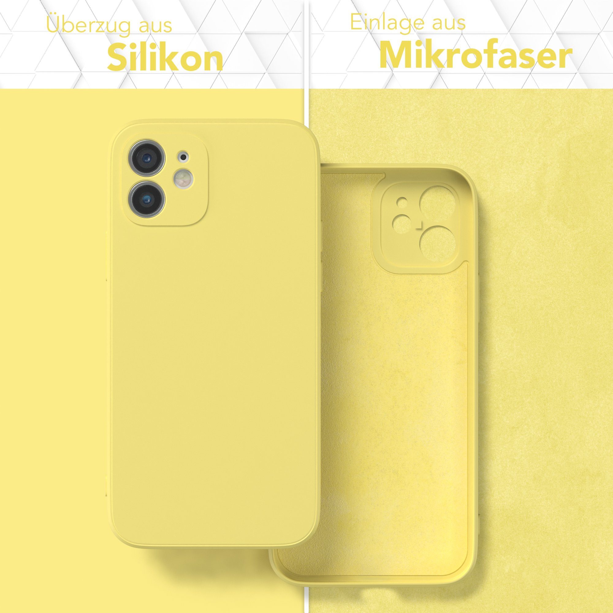 EAZY CASE Handyhülle für Apple iPhone 12 Hülle Silikon 6,1 Zoll, Handy Softcase stoßfest Hülle mit Kameraschutz bumper tpuhülle Gelb