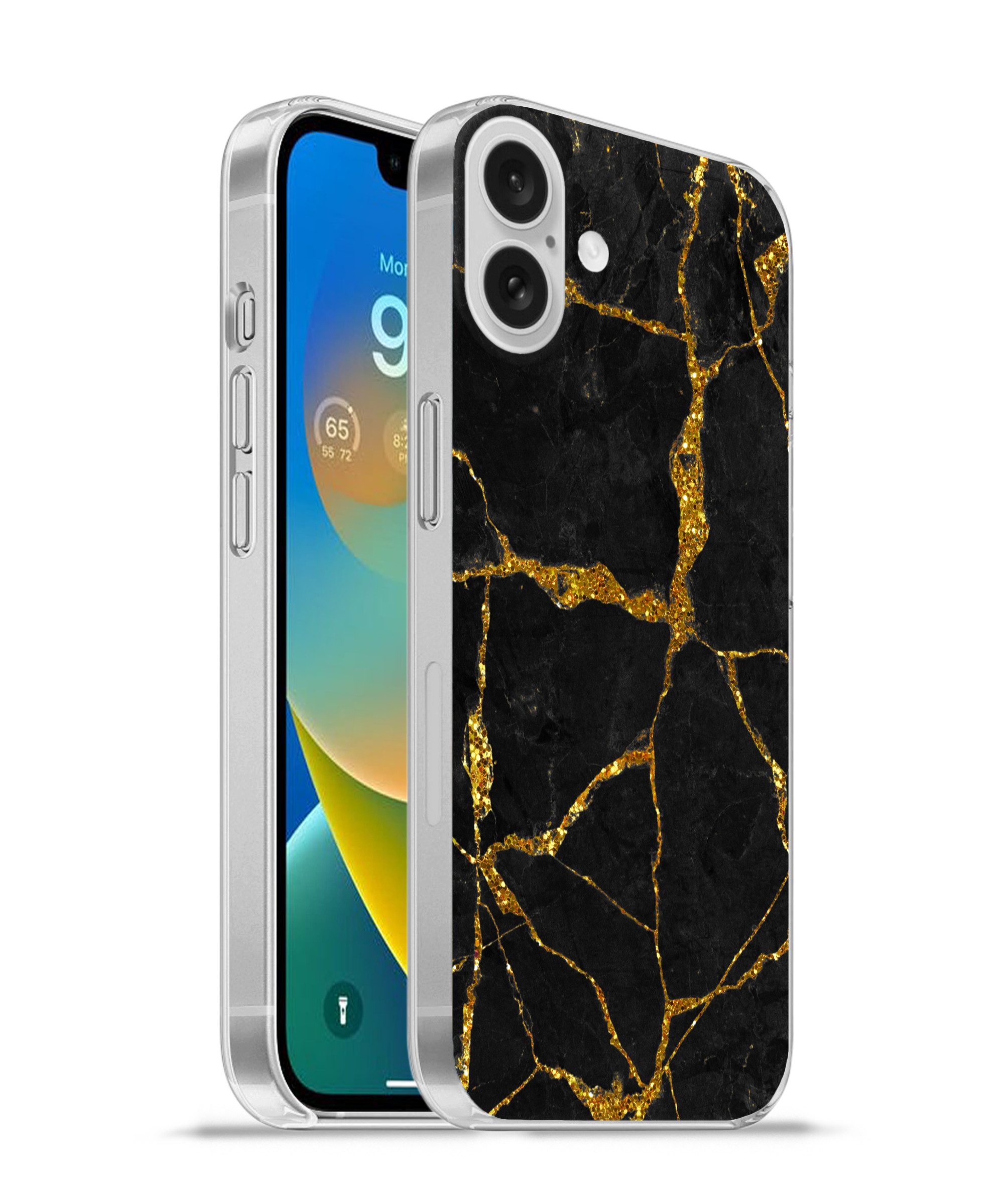 Handyhülle für Apple iPhone 16 Plus Marmor - Gold - Schwarz - Marmoroptik - Glitt