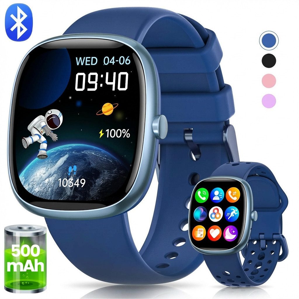 SWGOTA Smartwatch Kinder für Jungen und Mädchen 5-16 Jahren mit Telefon, IP68 Smartwatch (1,5 Zoll), Smartwatch für Kinder mit 20 Sportmodi/Herzfrequenz/Schlafmonitor, Kinder Smartwatch Schrittzähler, Wecker, Geschenk für Kinder