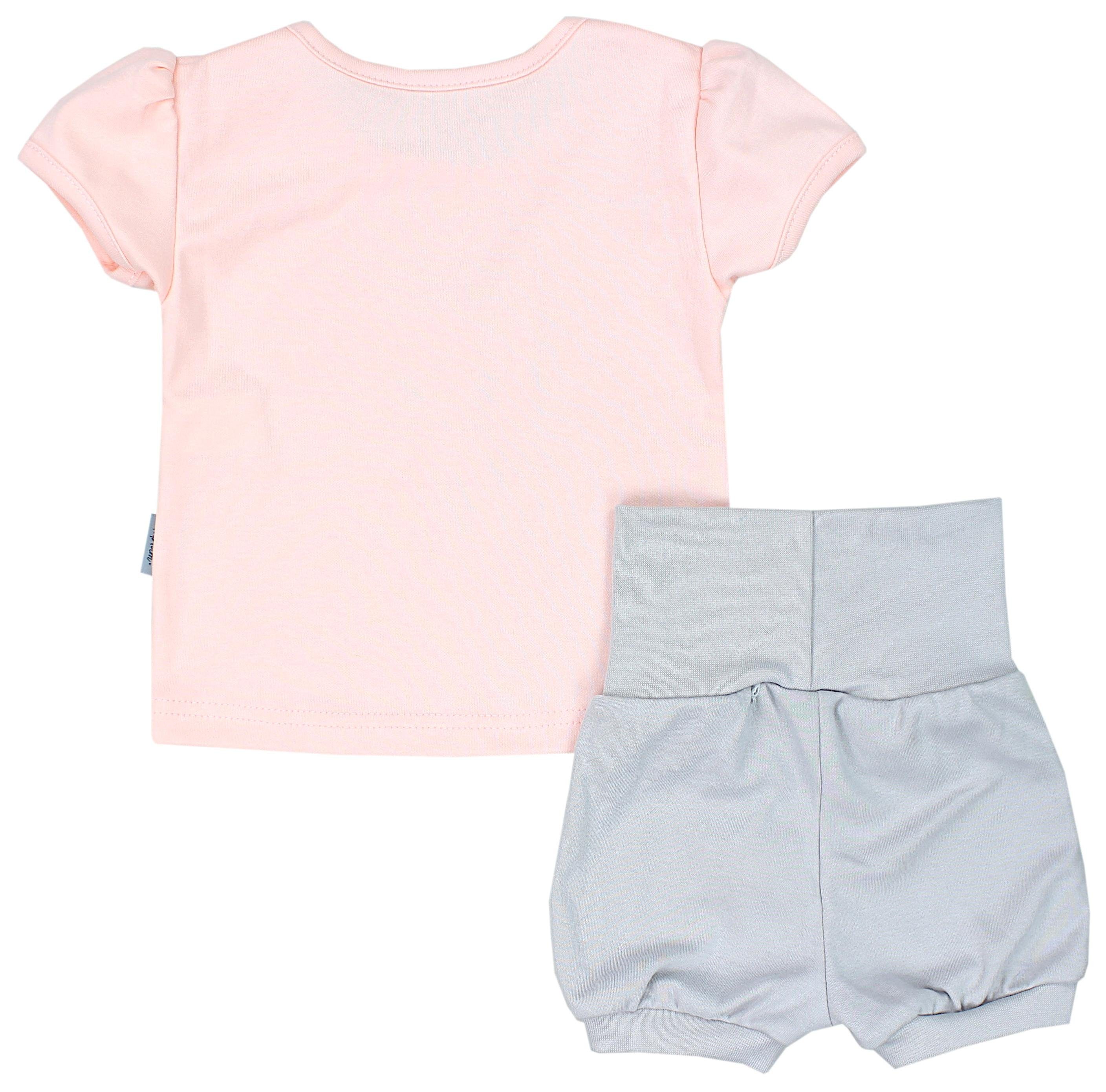 TupTam Shirt & Hose / T-Shirt Bekleidung TupTam Mädchen Shorts Baby Aprikose Sommer Katze Set Grau