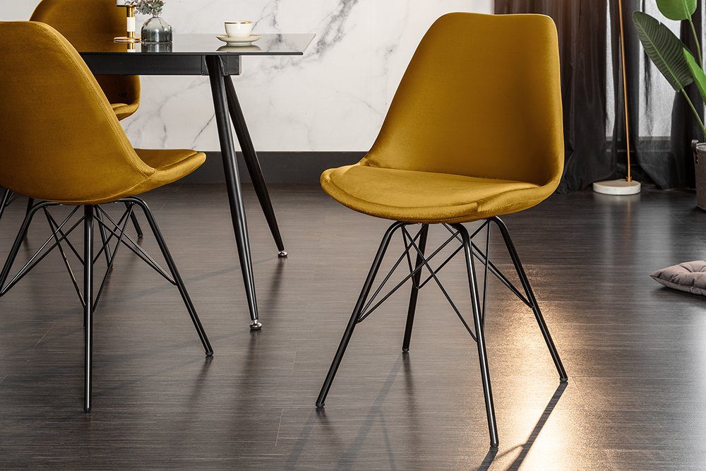 riess-ambiente Stuhl SCANDINAVIA MEISTERSTÜCK senfgelb / schwarz (Einzelartikel, 1 St), Esszimmer · Samt · Metall · Modern Design