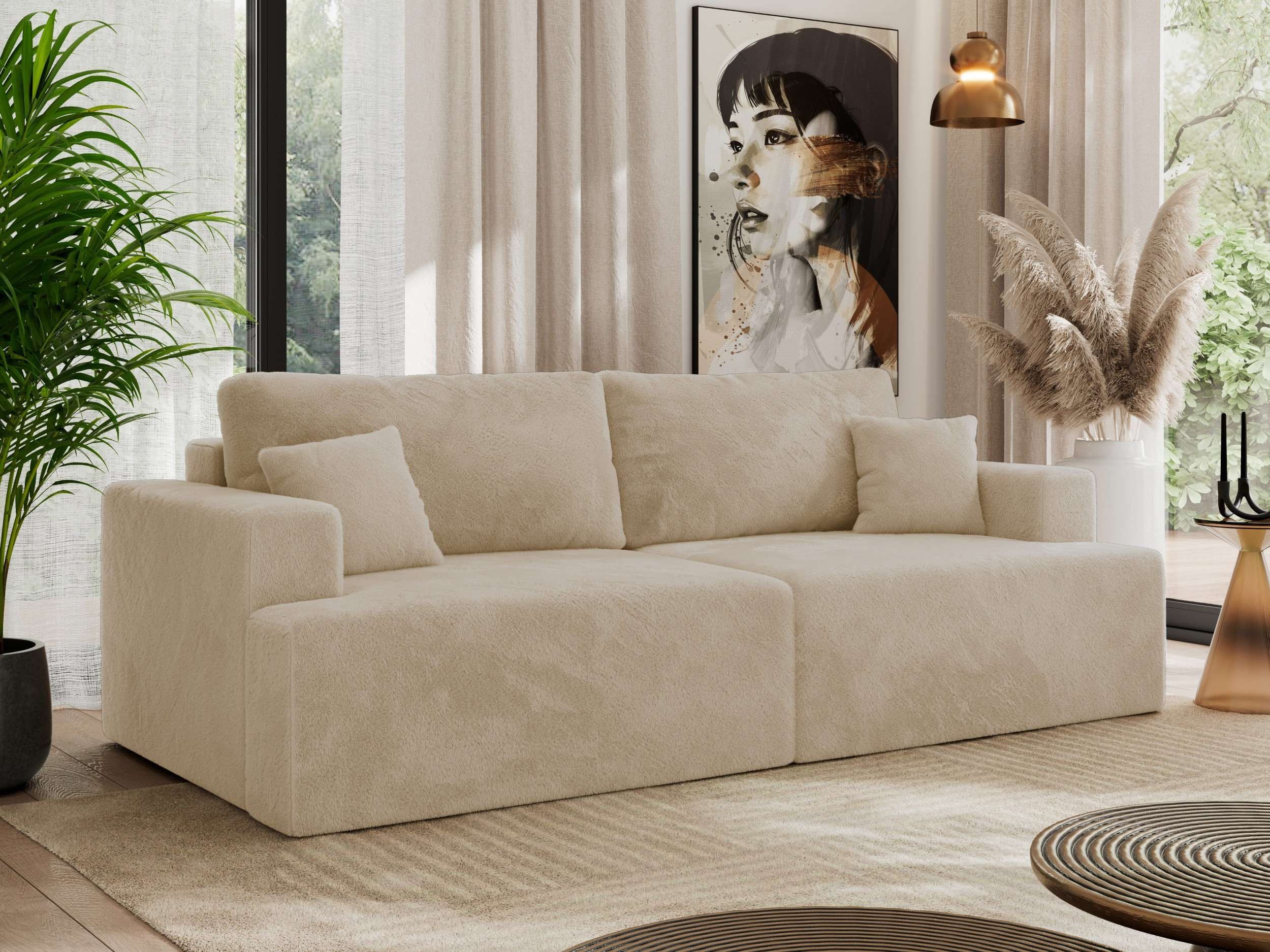 MKS MÖBEL Schlafsofa VIRELLA, 4-Sitzer-Sofa, mit Schlaffunktion, Bettkasten, modernem Design, Zierkissen