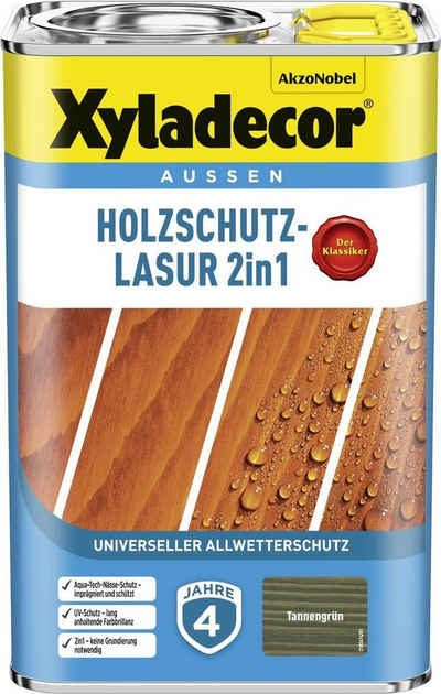 Xyladecor  Holzschutzlasur Holzschutzlasur Tannengrün 4 l Außen Imprägnierung Holzschutzmittel