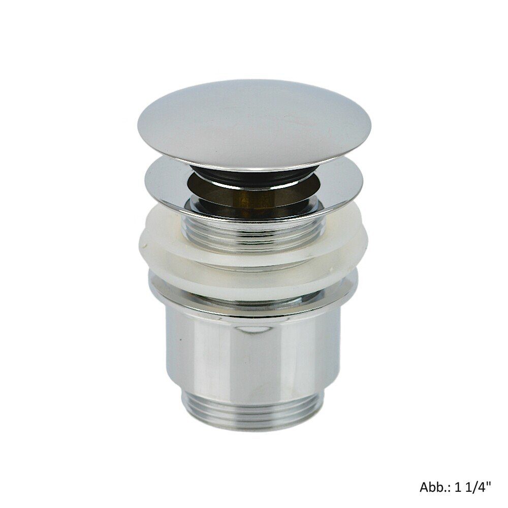 ASW Ablaufgarnitur Ablaufventil mit Klick-Verschluss 1 1/4", ohne Überlauf, chrom