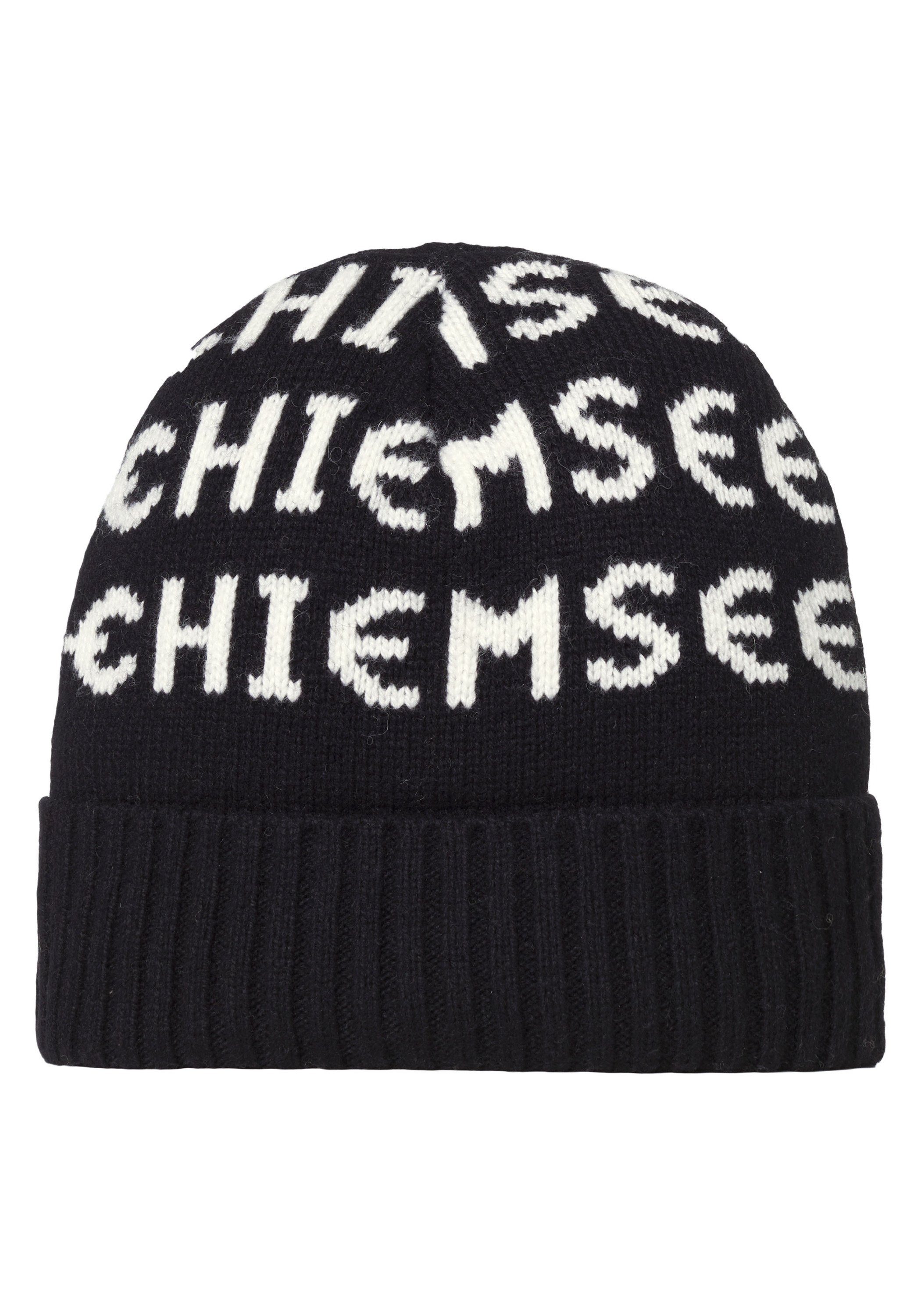 Chiemsee Strickmütze Unisex-Strickmütze Logo-Muster 1 mit schwarz