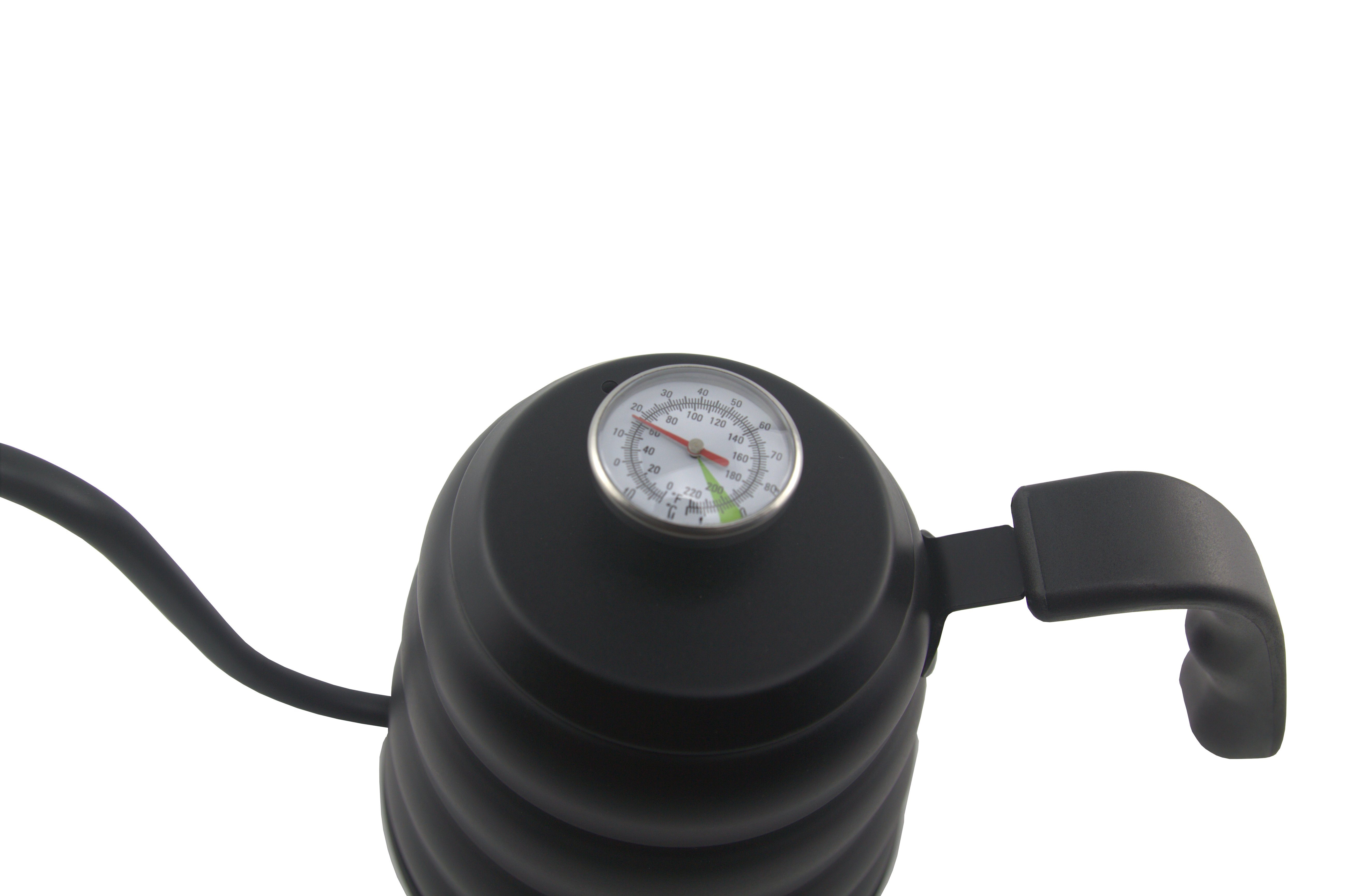 Thermometer mit Edelstahl, Schwanenhalskessel monkano Wasserkessel schwarz Induktion, Genua,