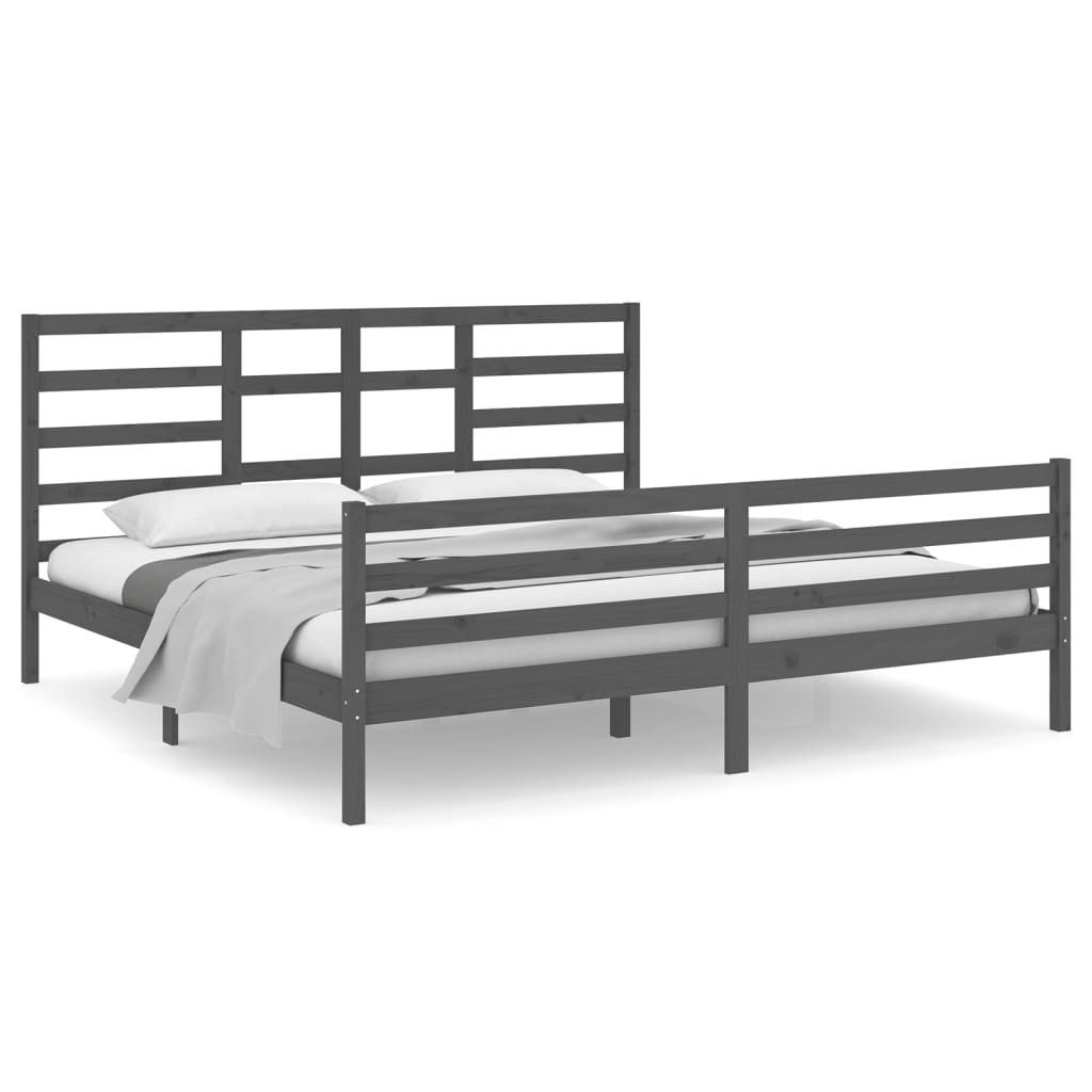 vidaXL Bett Massivholzbett Grau 200x200 cm günstig online kaufen