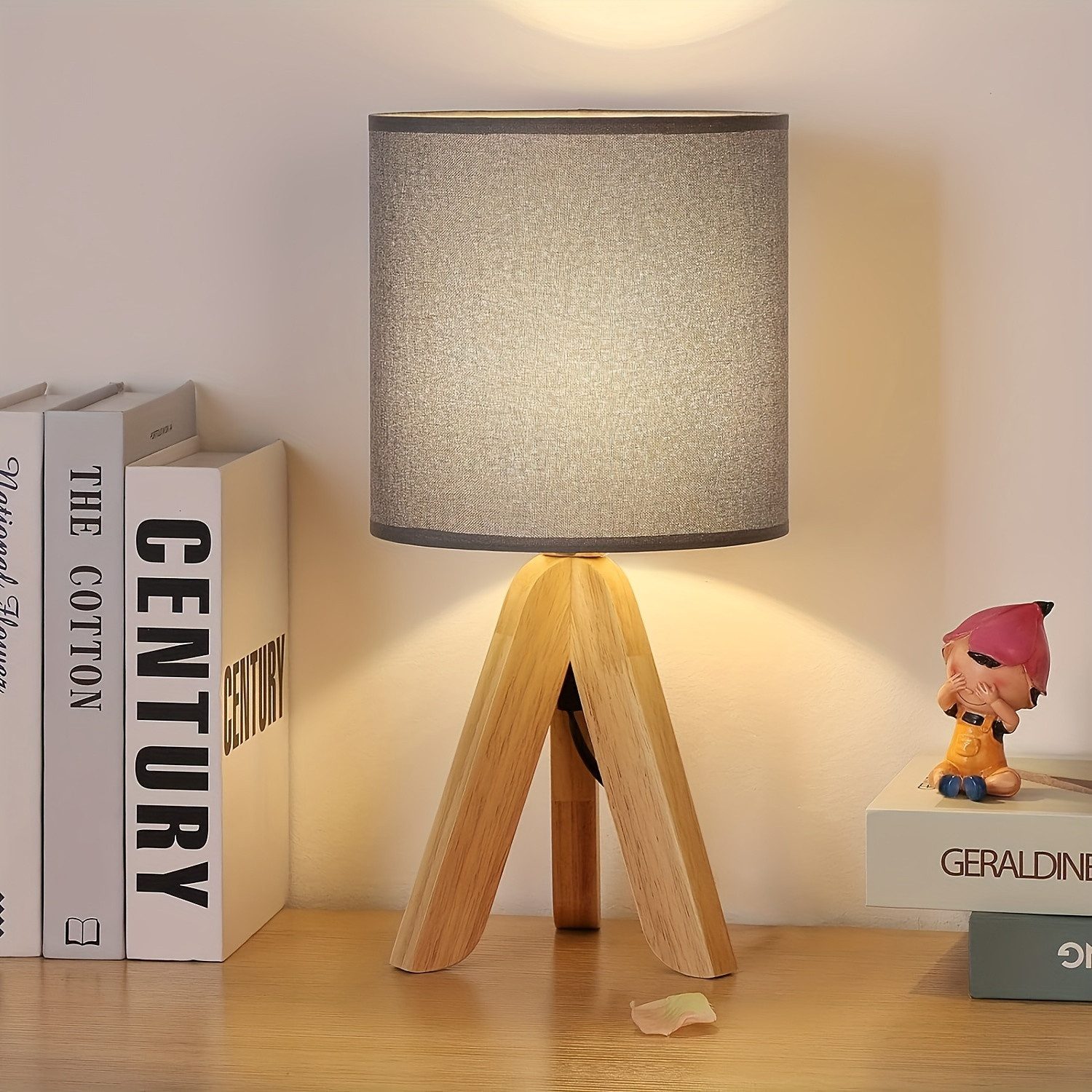JDONG Nachttischlampe aus Holz, Stativ Tischlampe günstig online kaufen